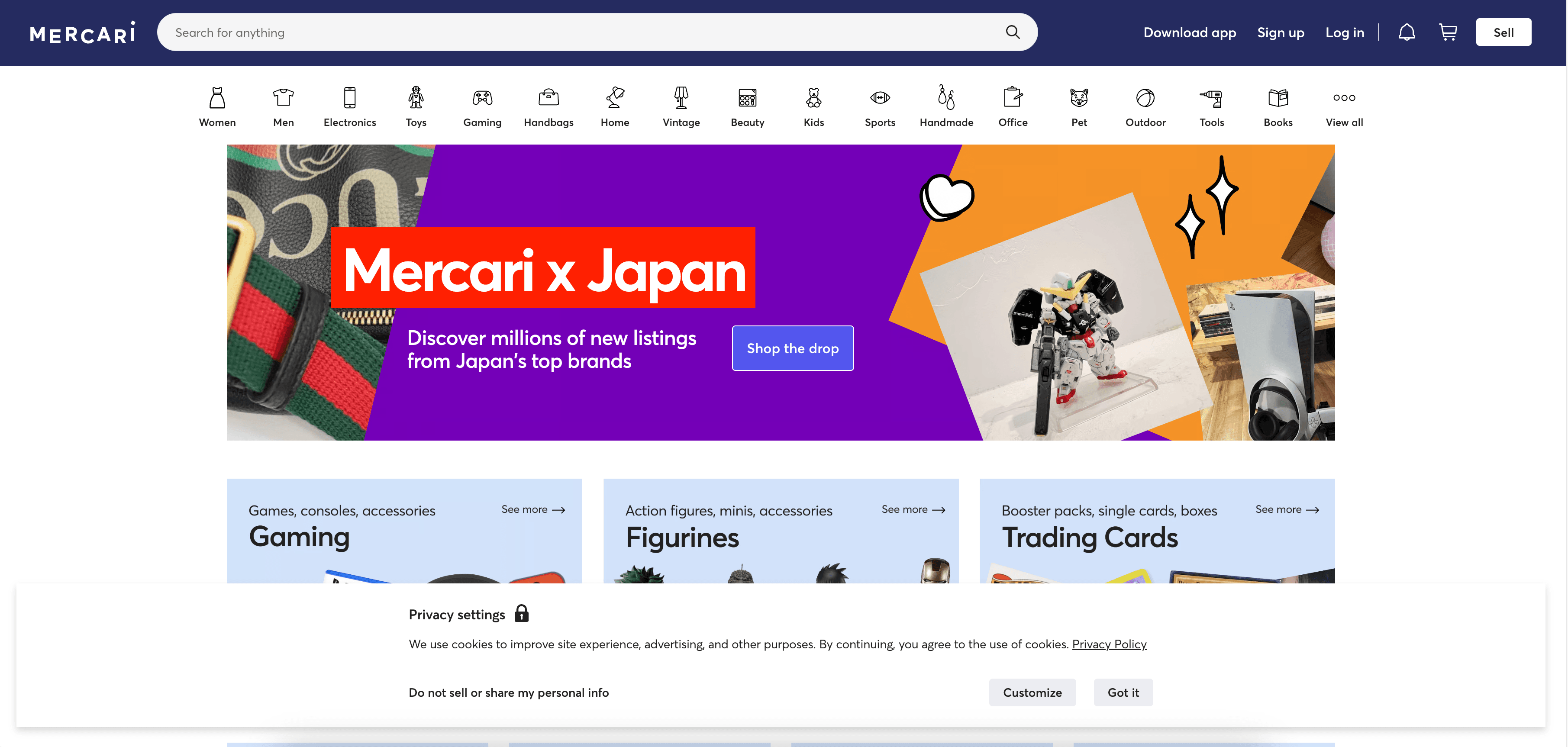Mercari Homepage Screenshot