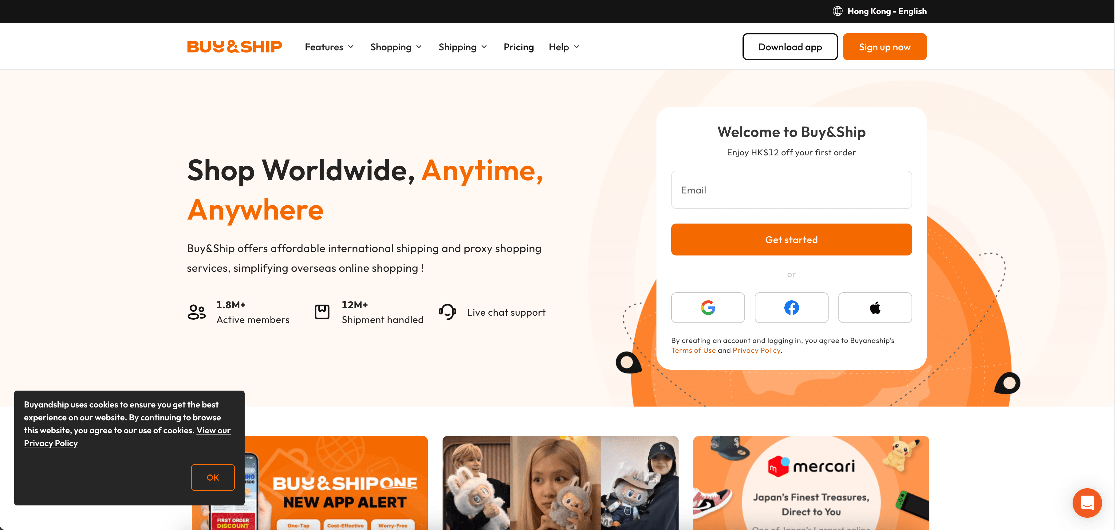 Buyandship Homepage Screenshot