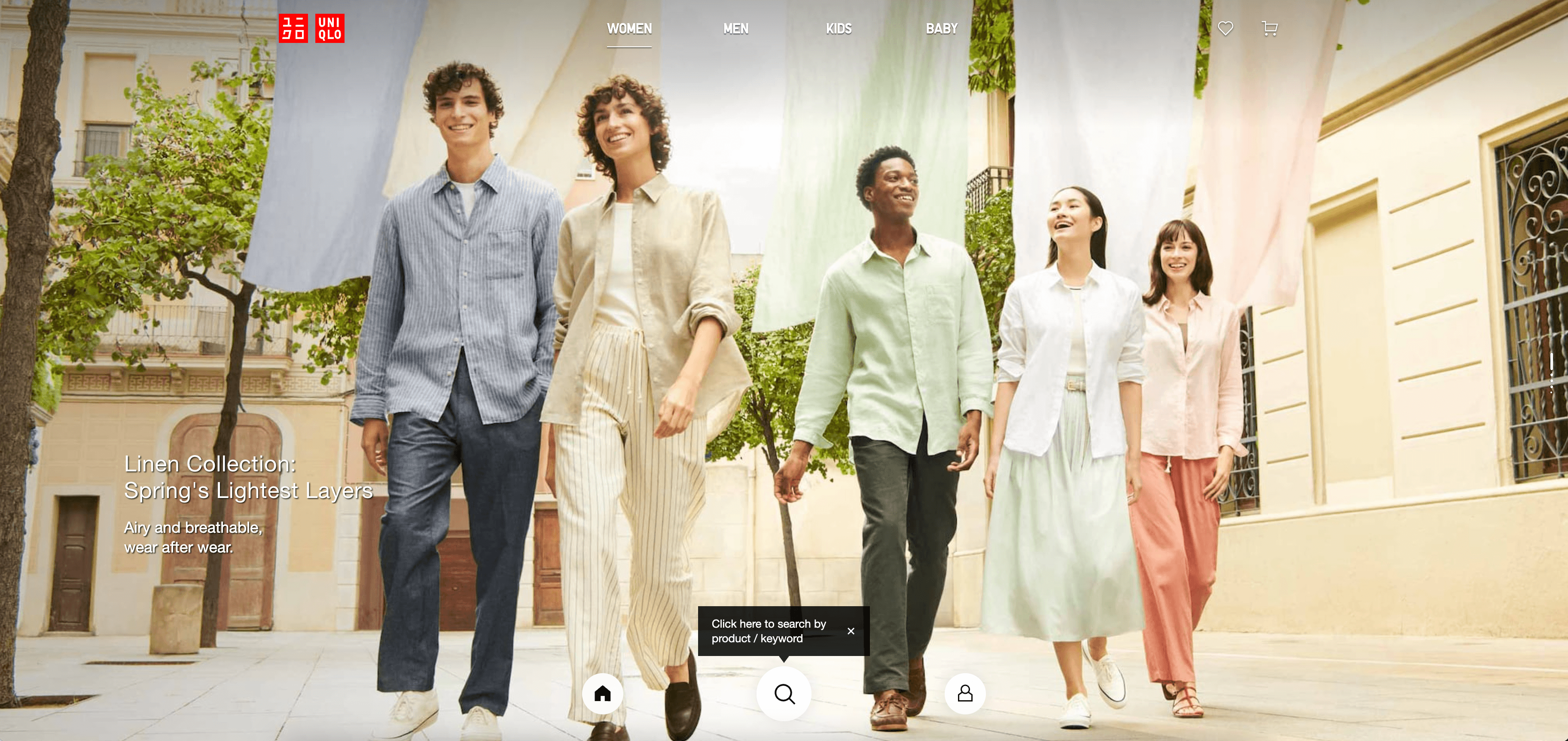 UNIQLO Website Screenshot