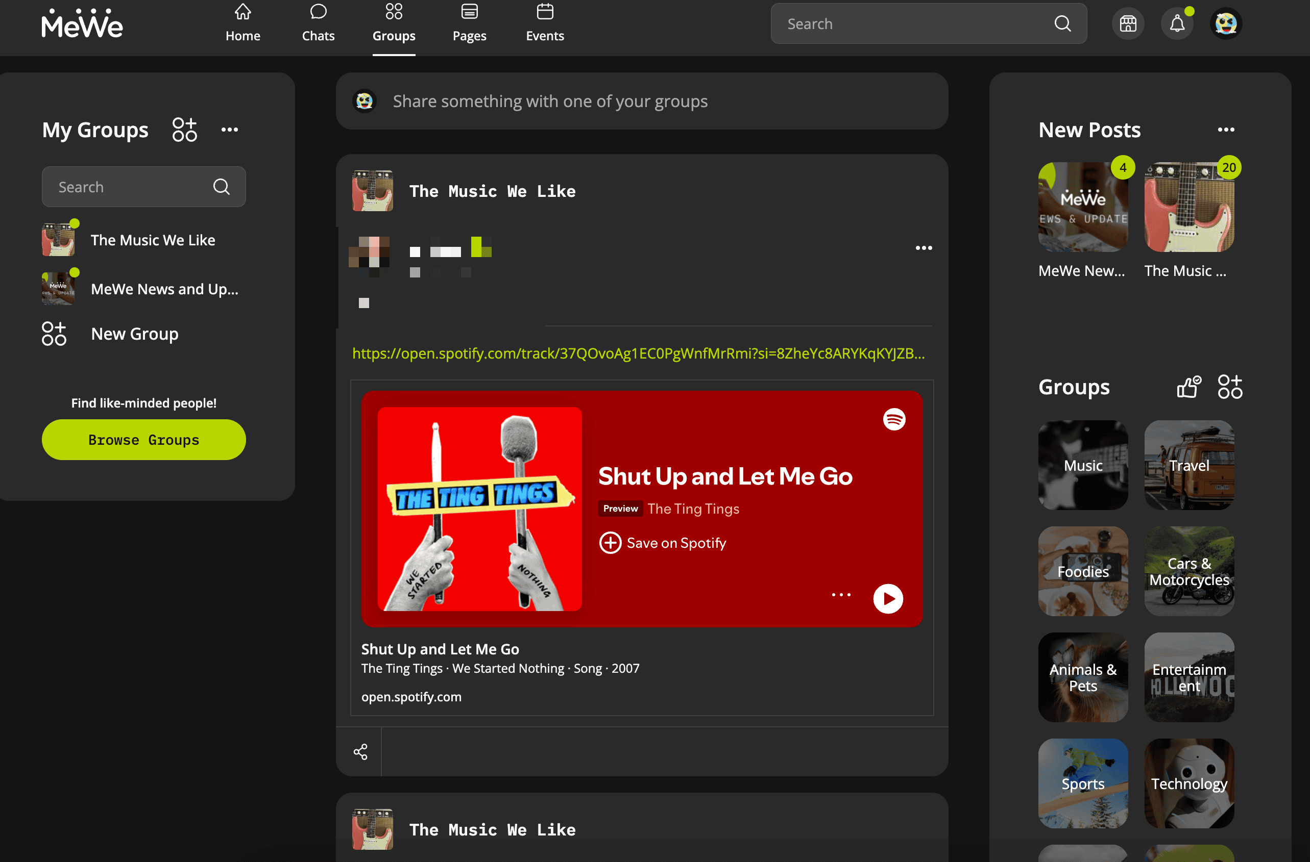 Group Posts Screenshot