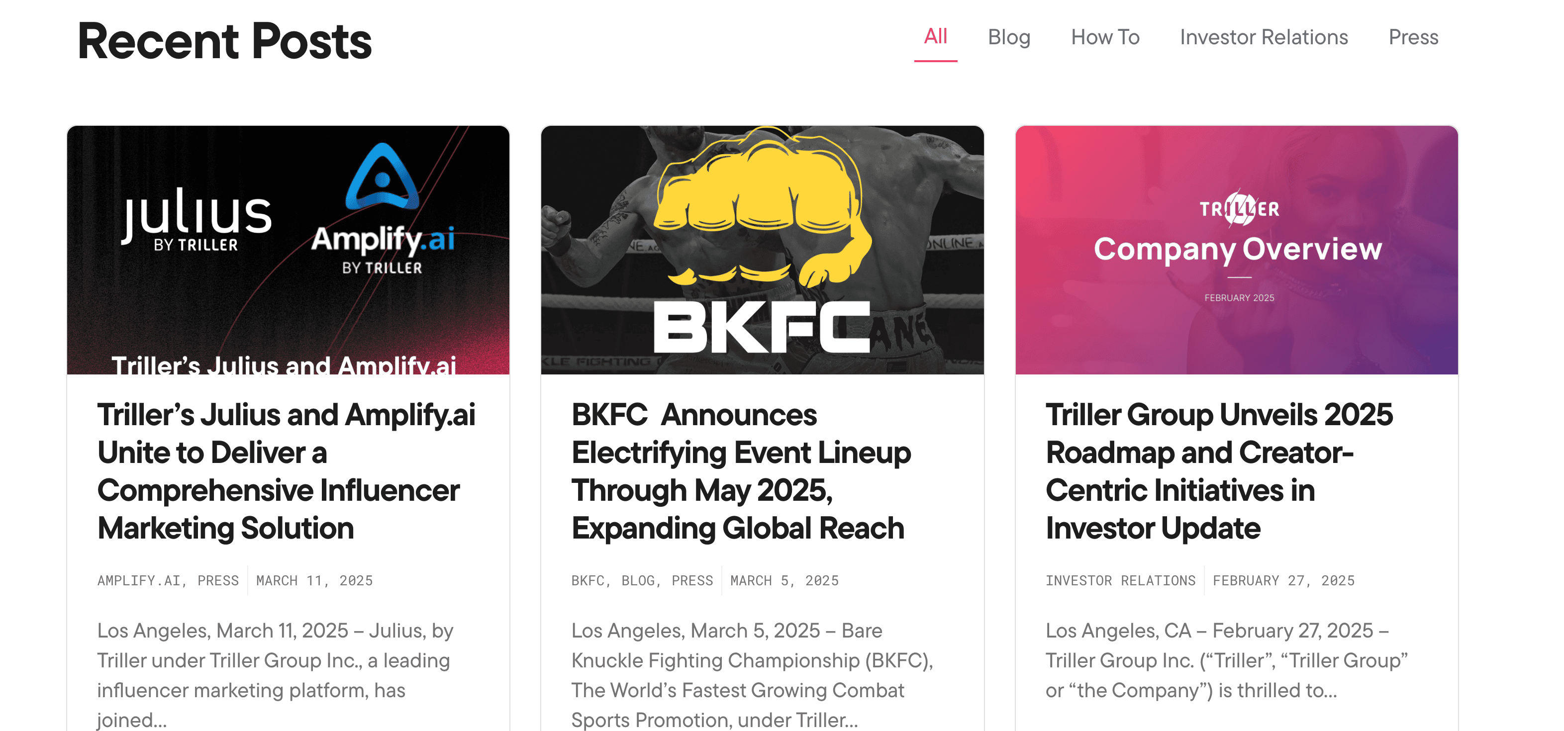 Triller Blog Page Screenshot