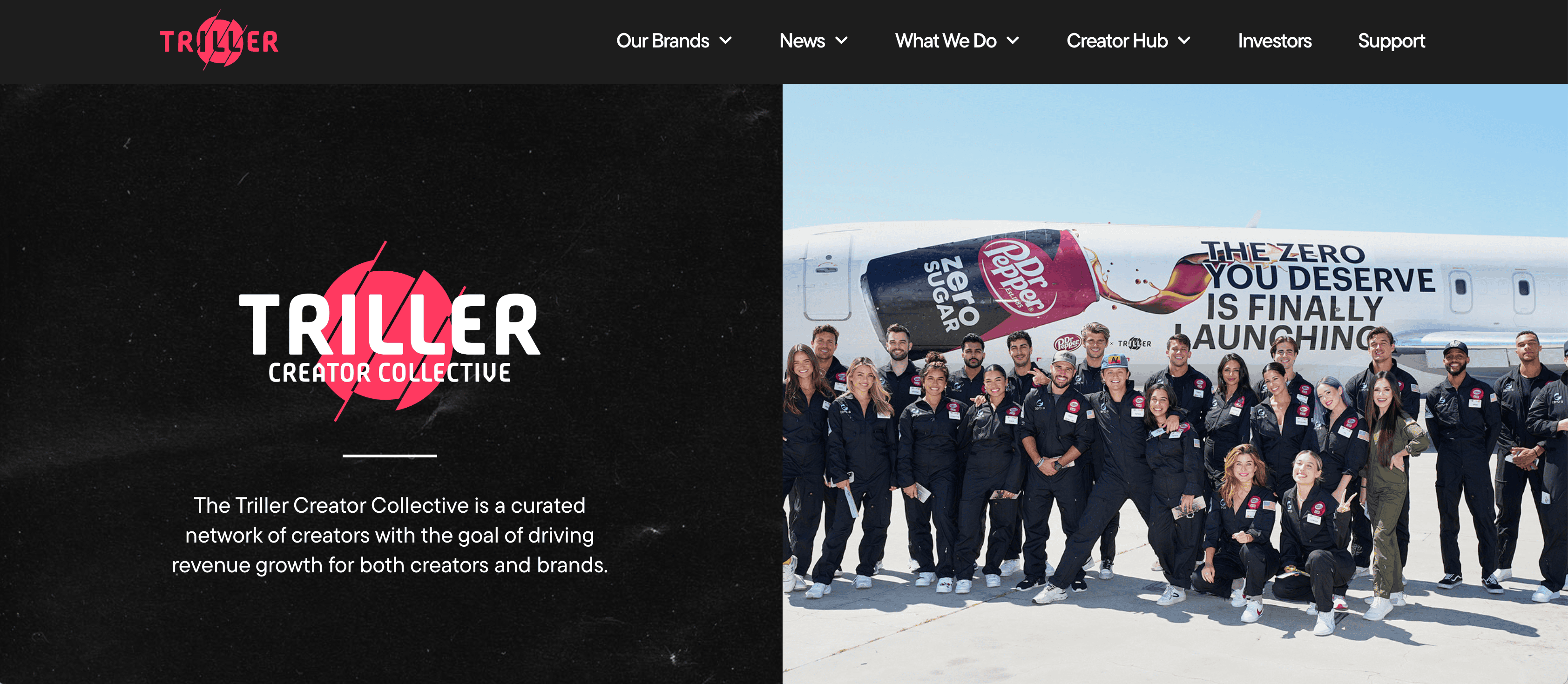 Triller Creator Collective Page Screenshot