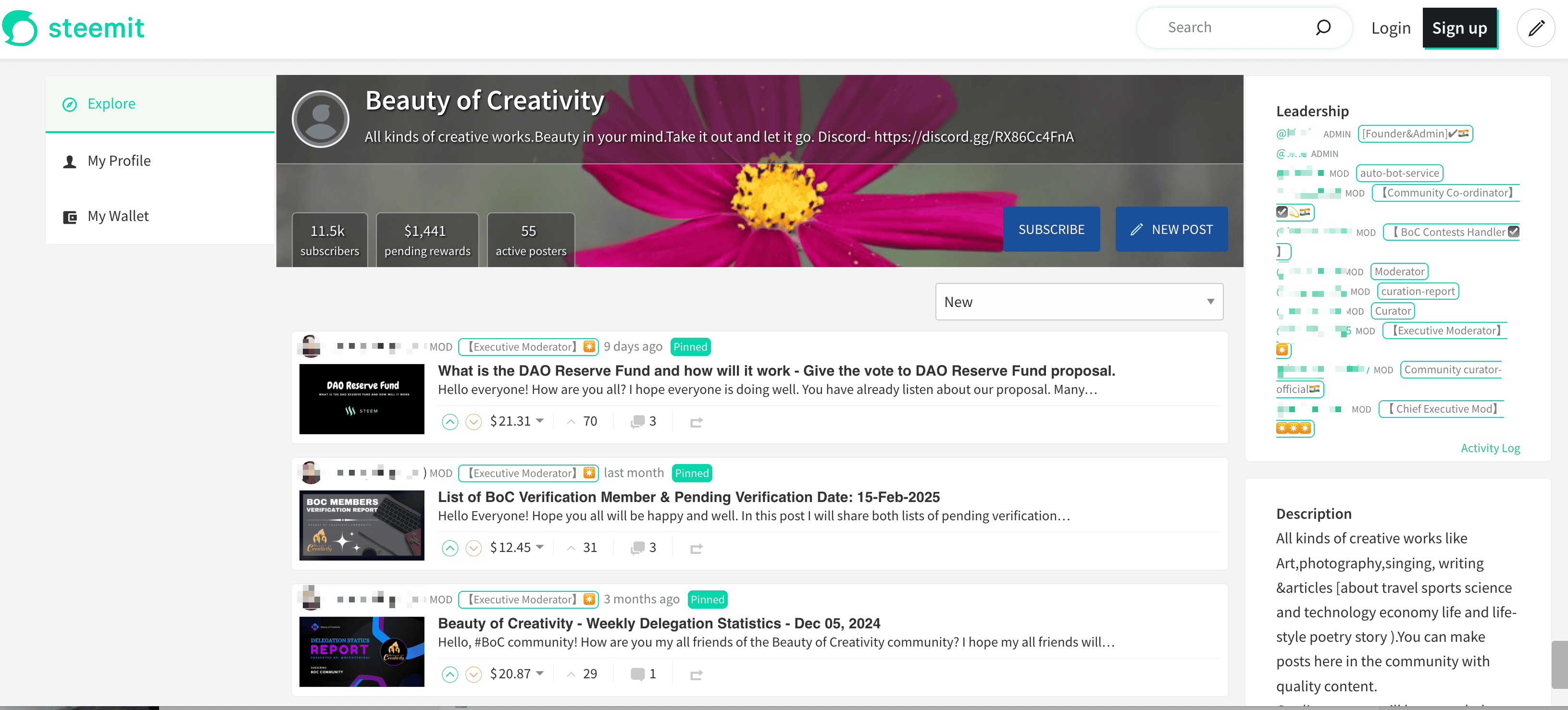 Community Page Screenshot
