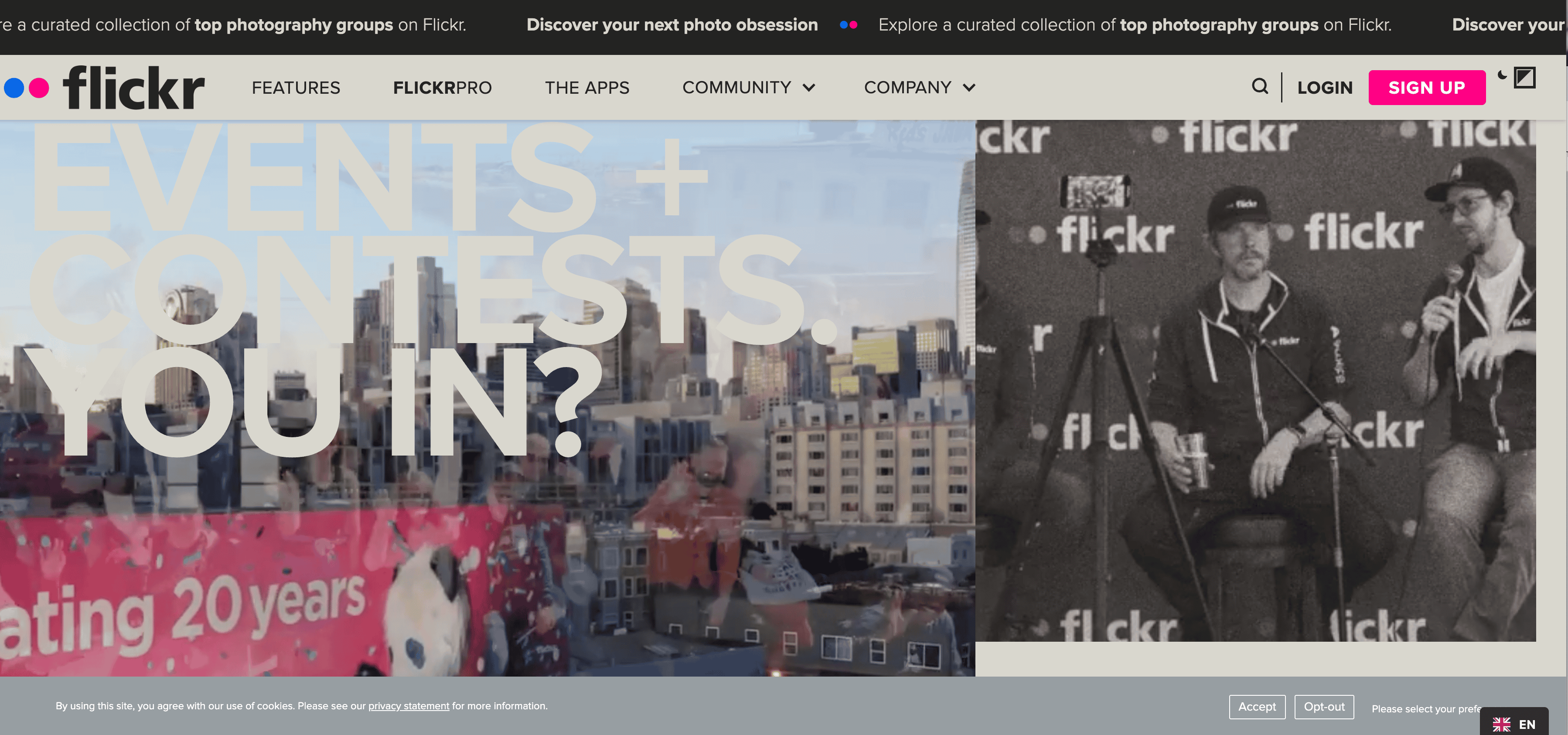 Flickr Events Page Screenshot