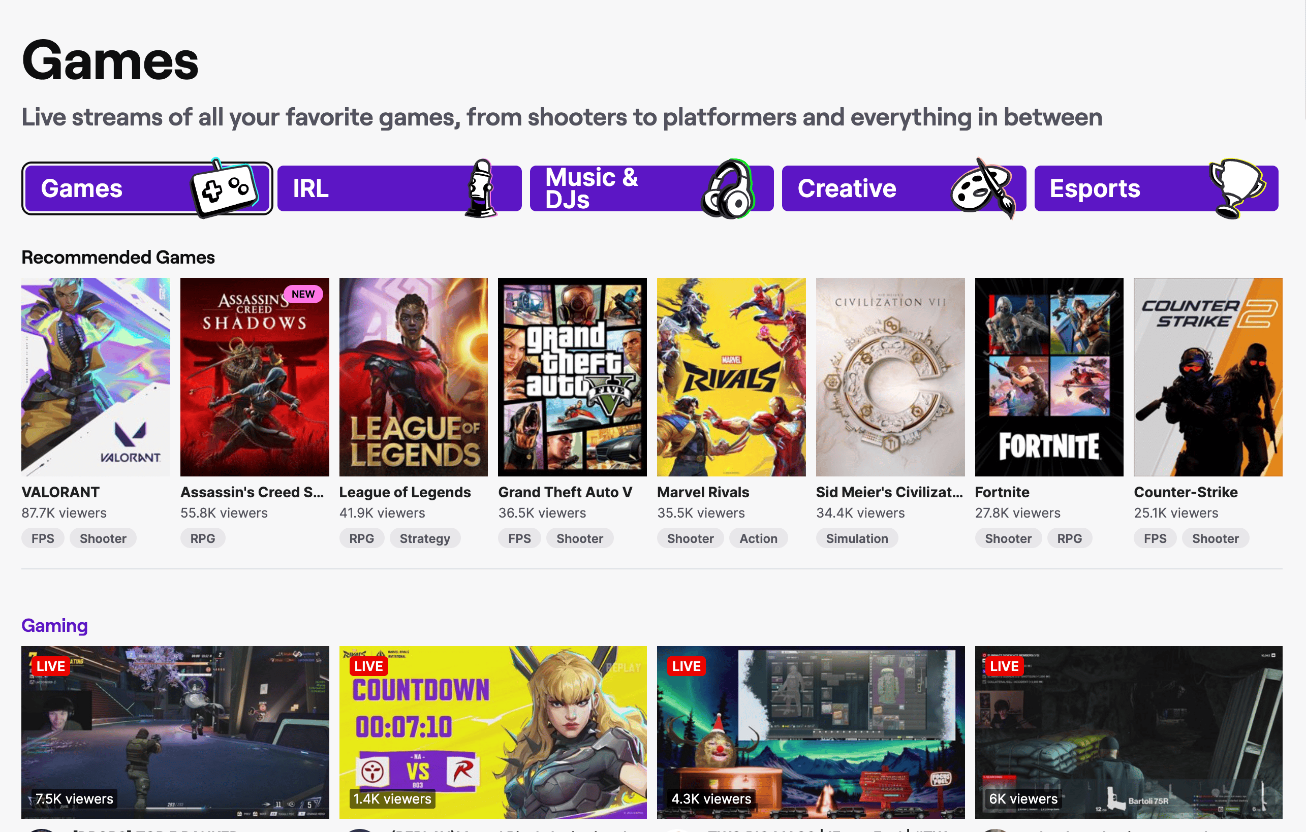 Games Category Screenshot