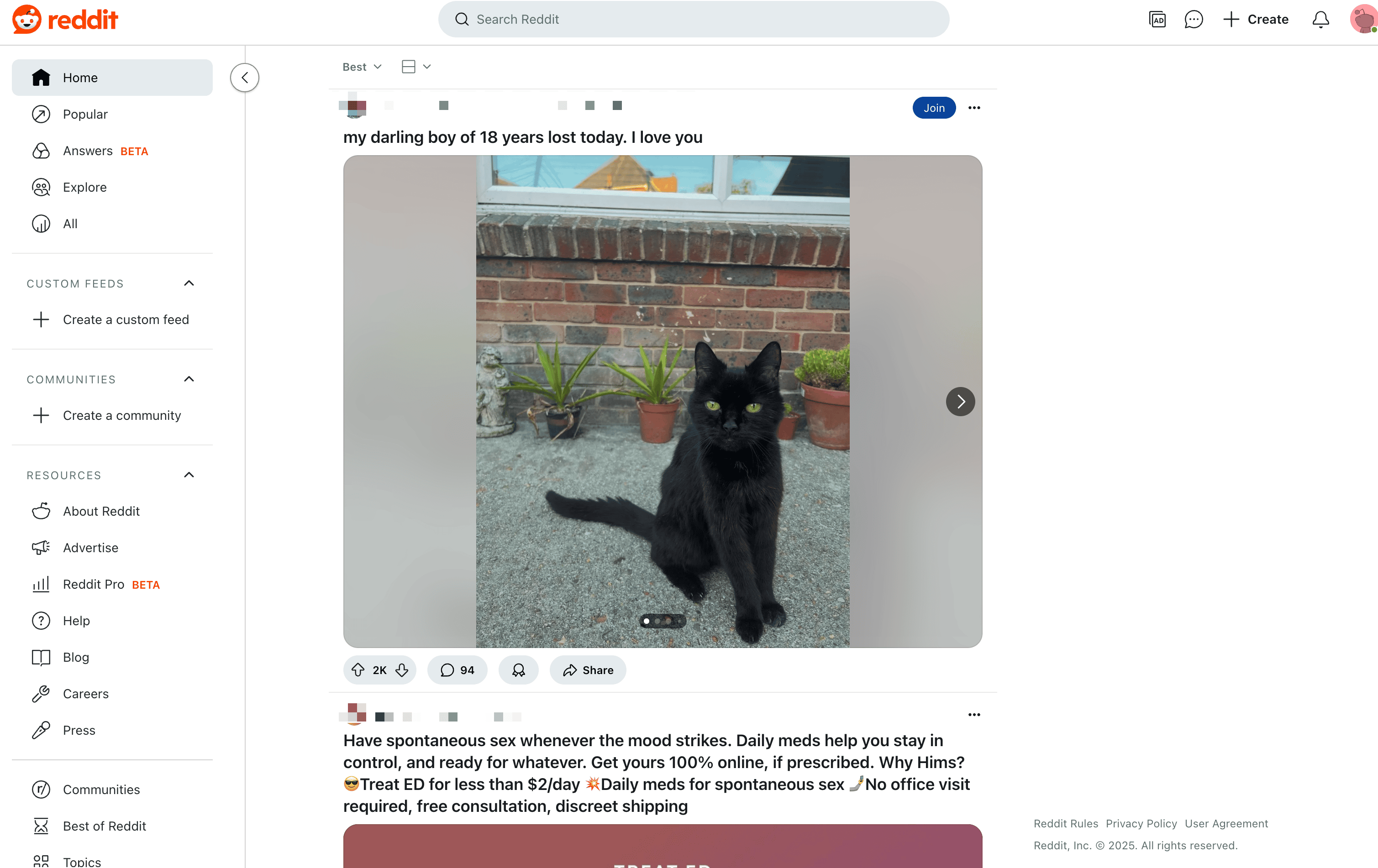 Captura de pantalla de Reddit