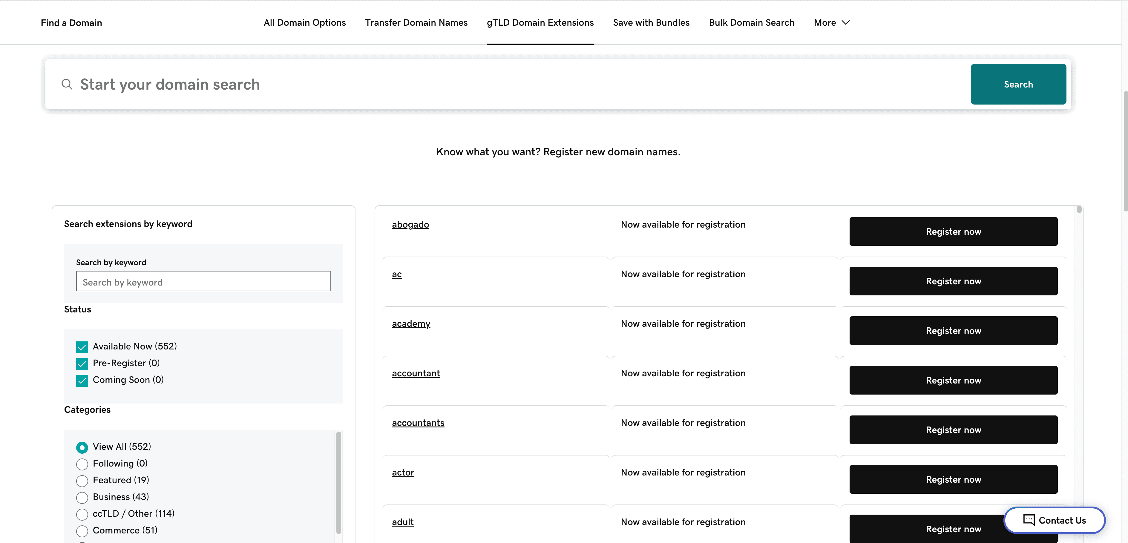 Domain Listing Screenshot