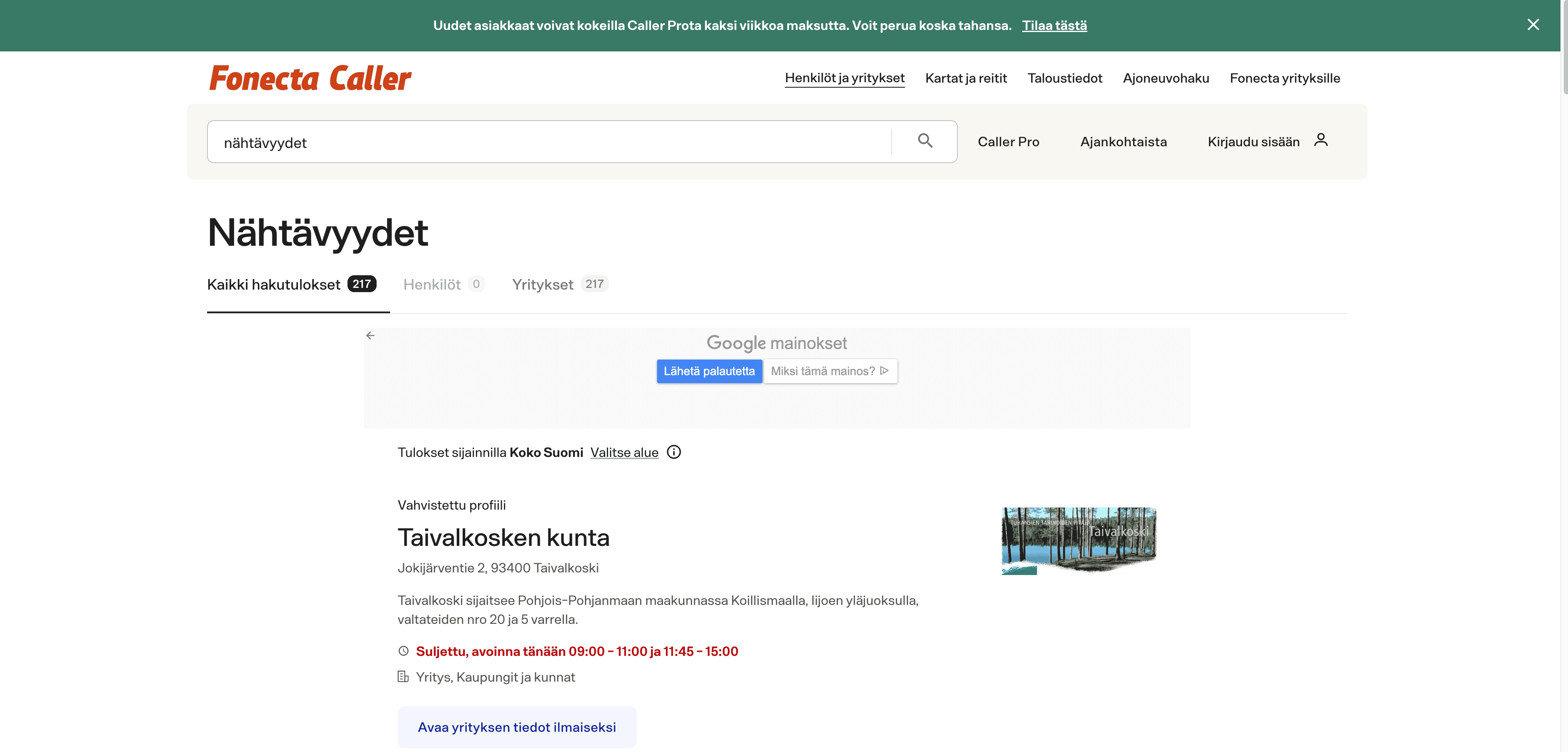 Fonecta Search Result Screenshot