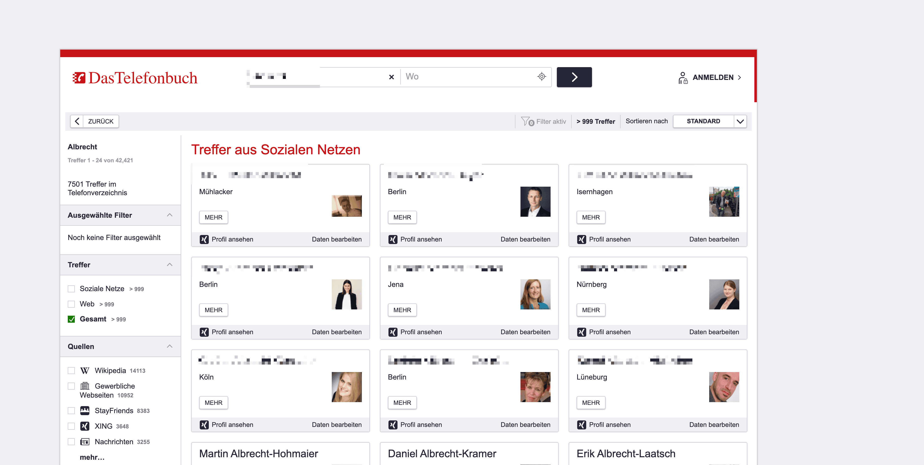 Person Search Result Screenshot