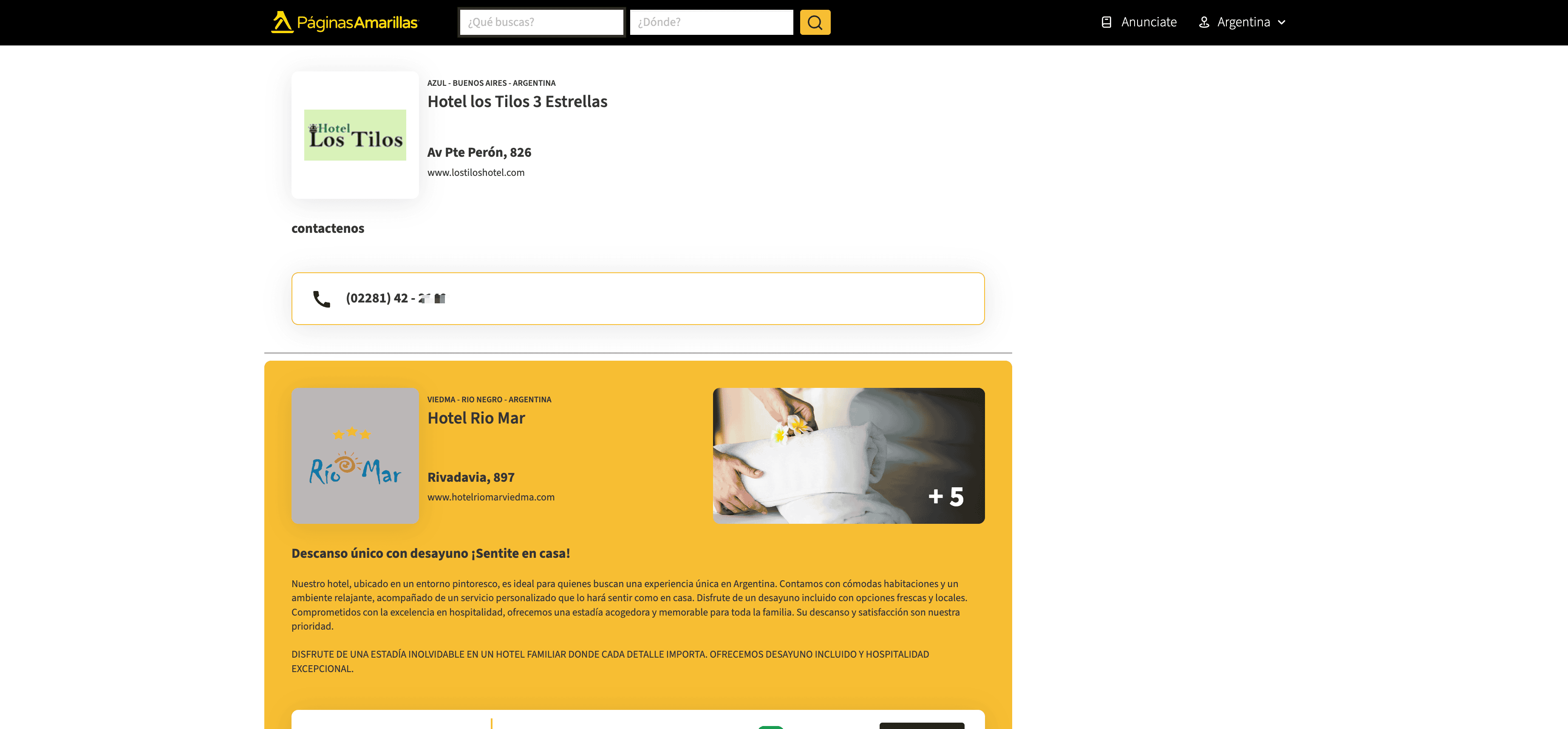 Hotel Listing Screenshot