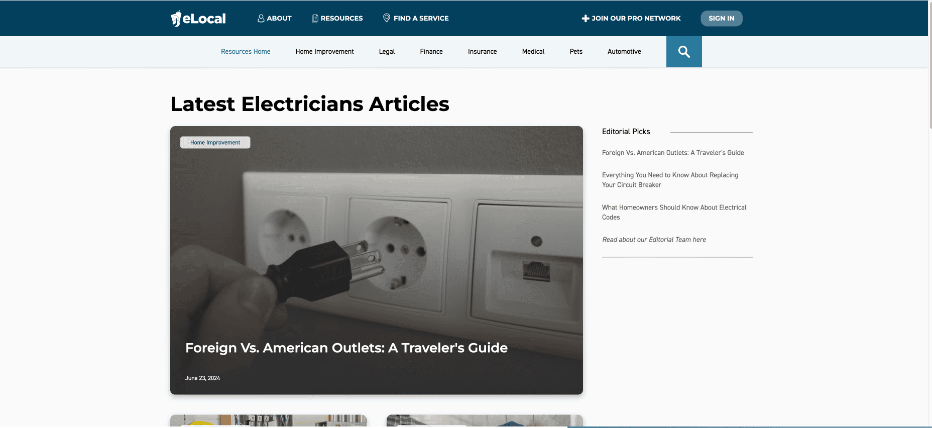 Captura de pantalla de Recursos de Electricistas