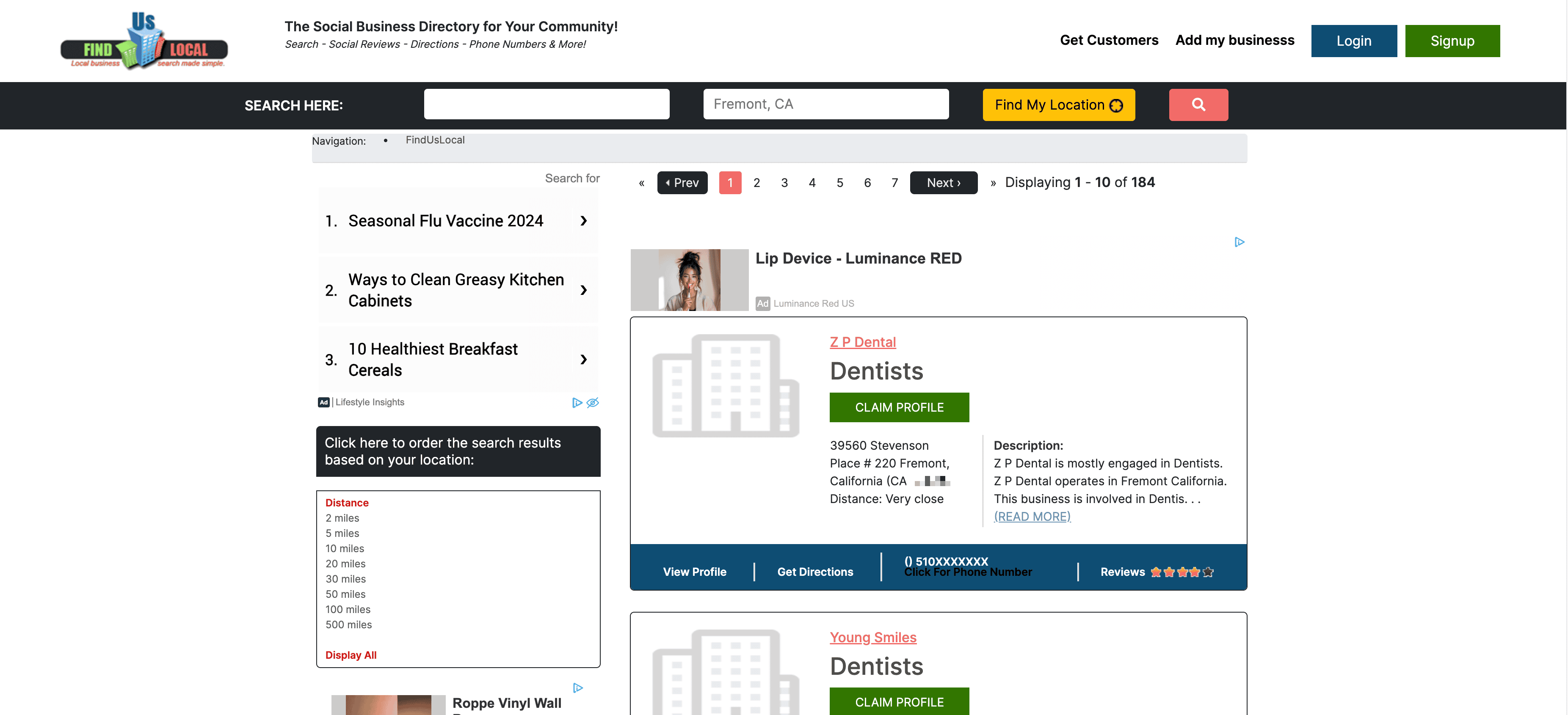 Business Search Result Screenshot