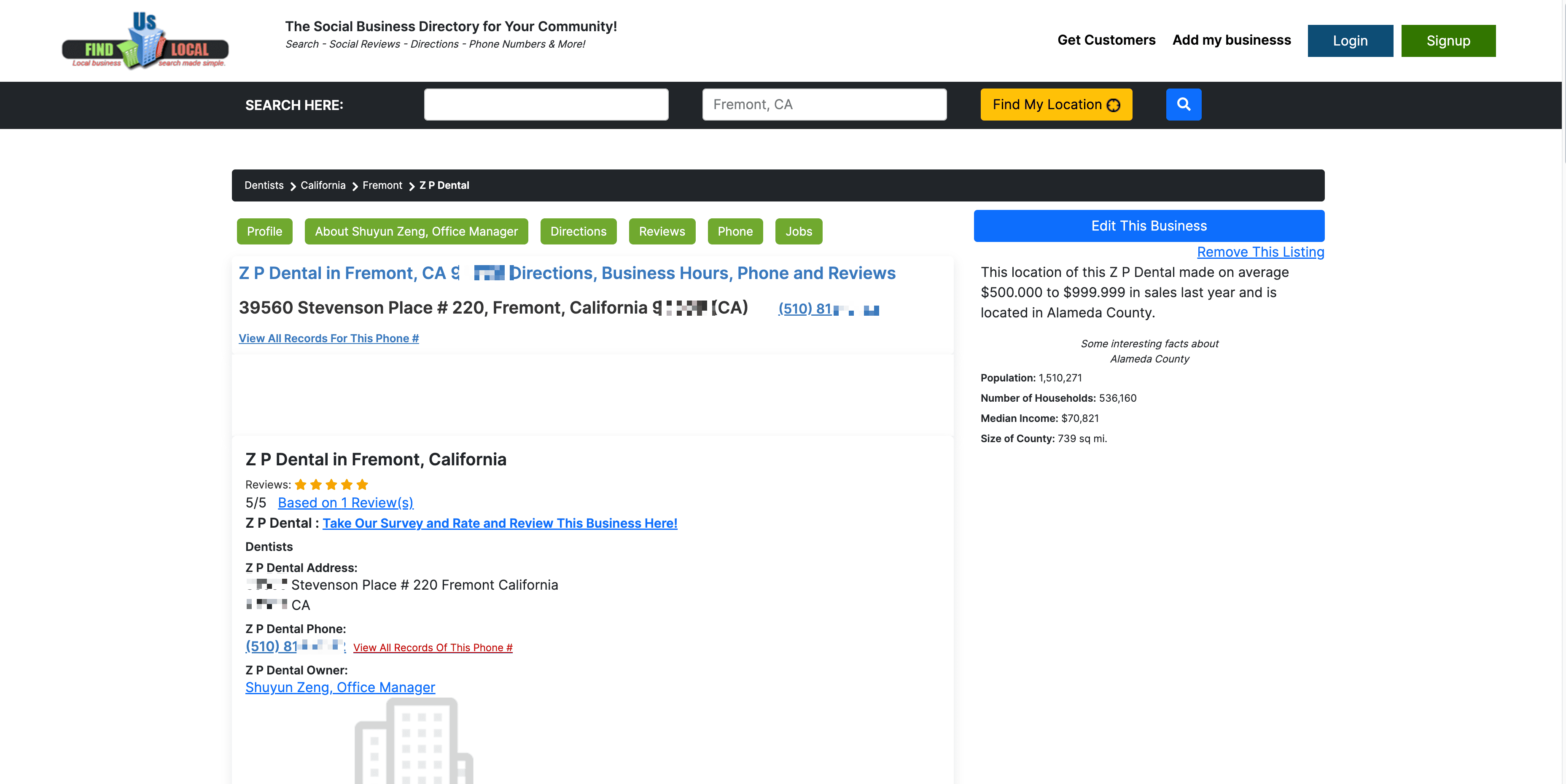Business Profile Screenshot