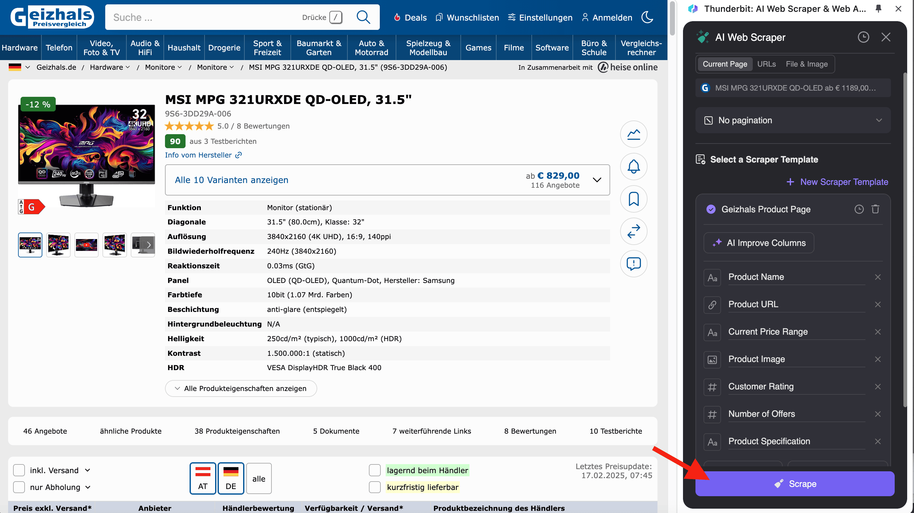 Geizhals Scraper Scrape Product Listings Prices