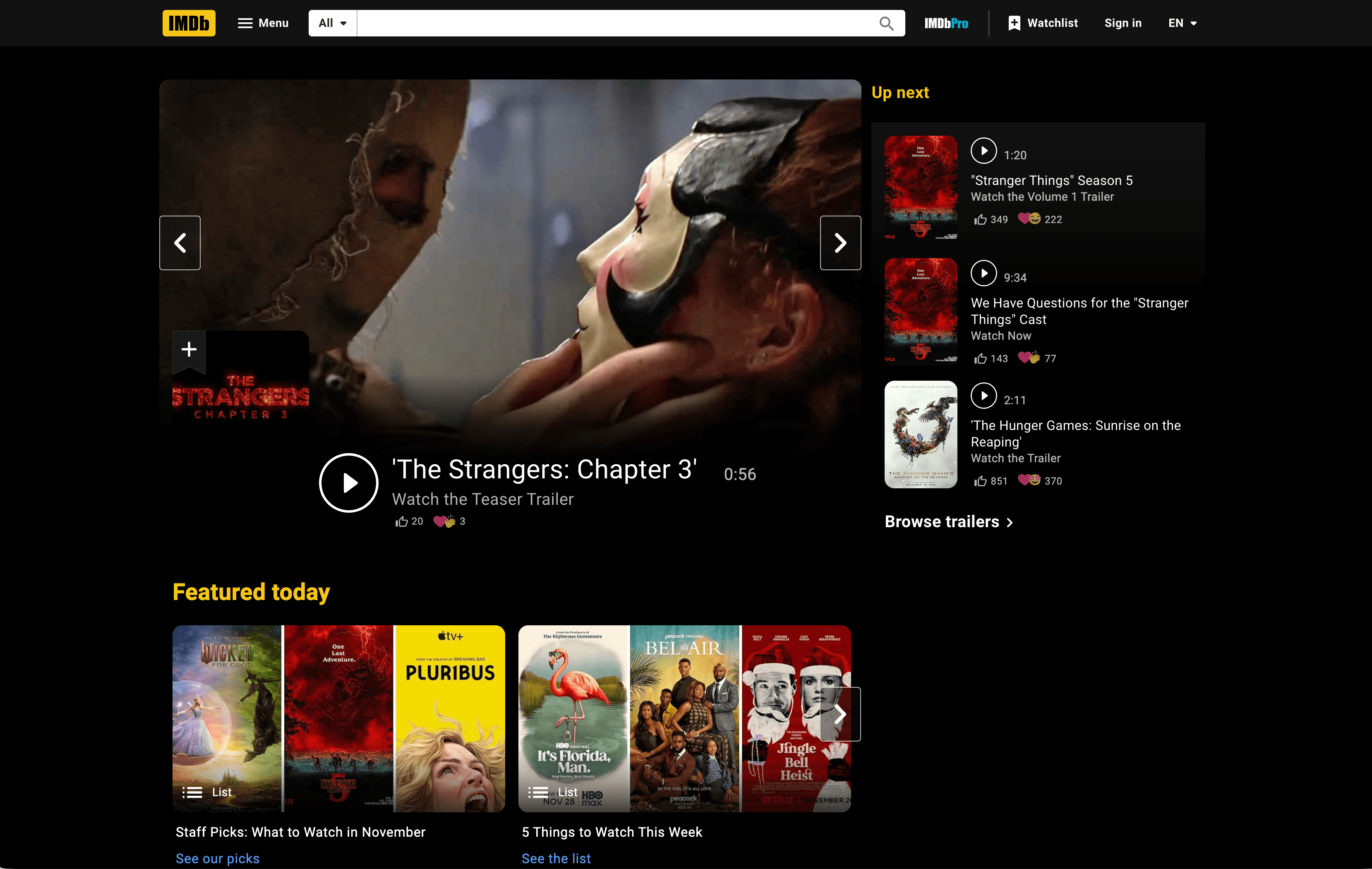 IMDb Homepage Screenshot
