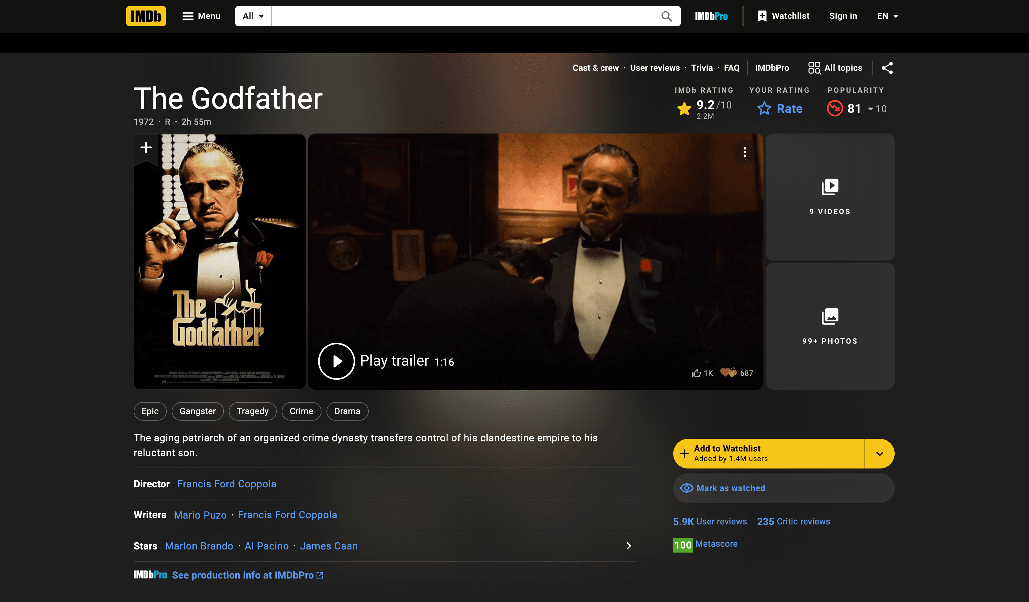 IMDb Movie Detail Screenshot