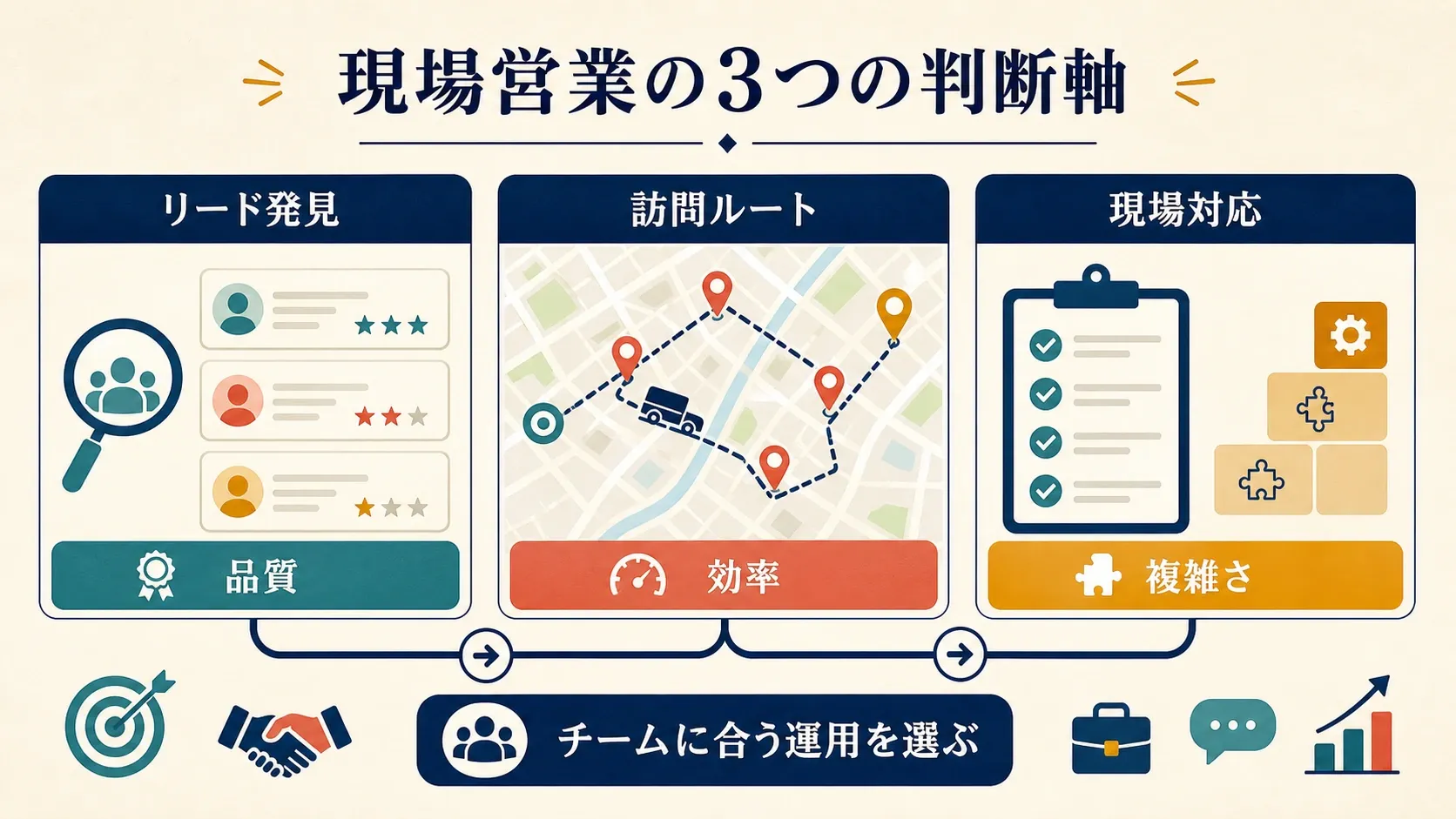 フィールドセールスのワークフロートレードオフの図