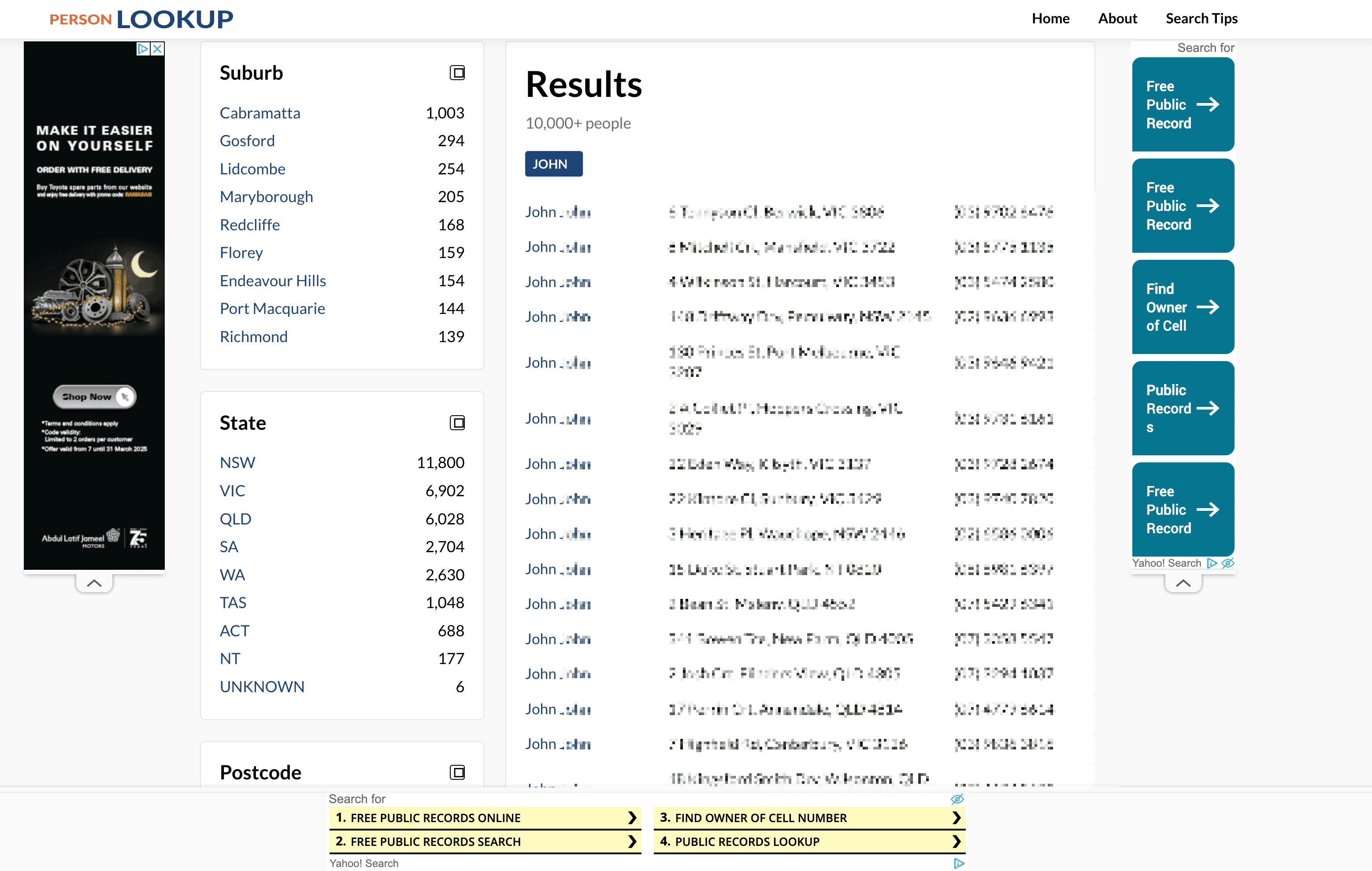 People Search Result Screenshot