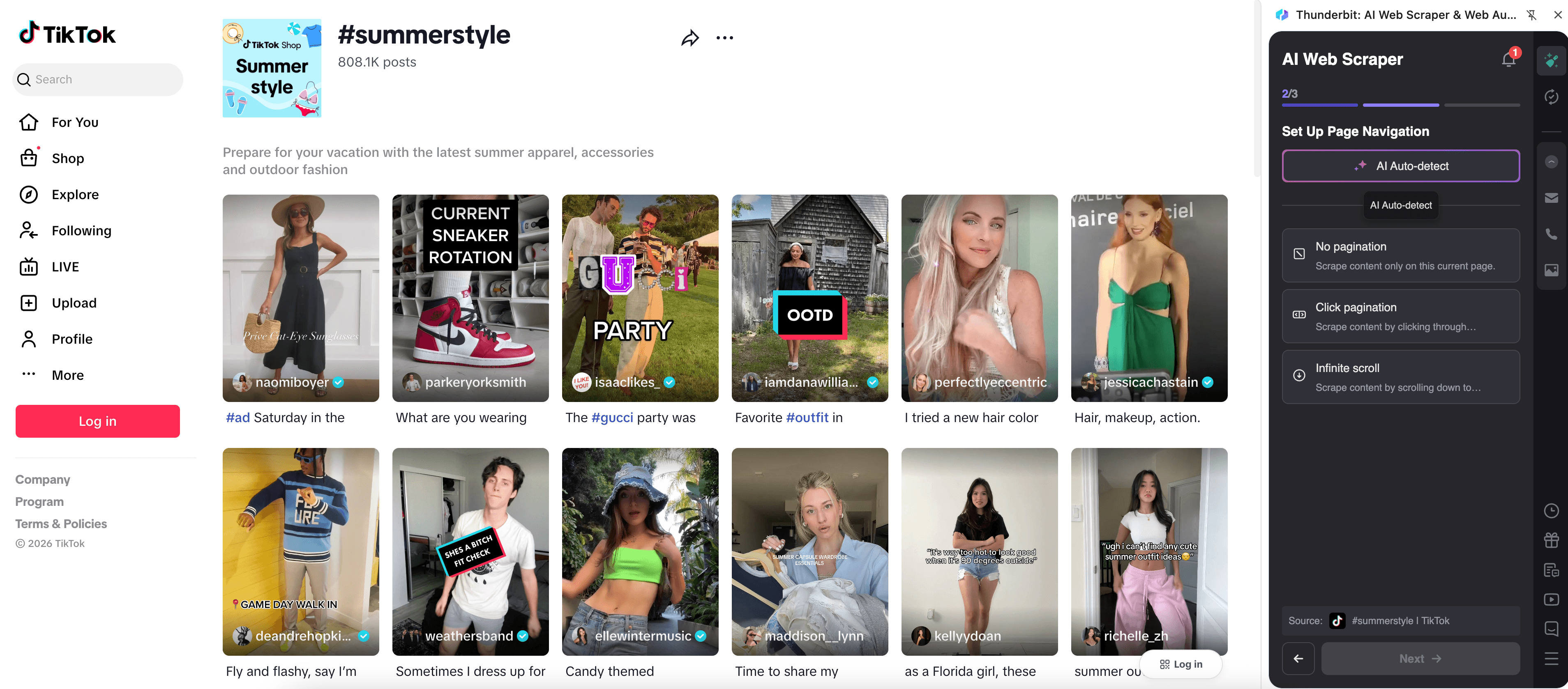 TikTok Hashtag Page Screenshot