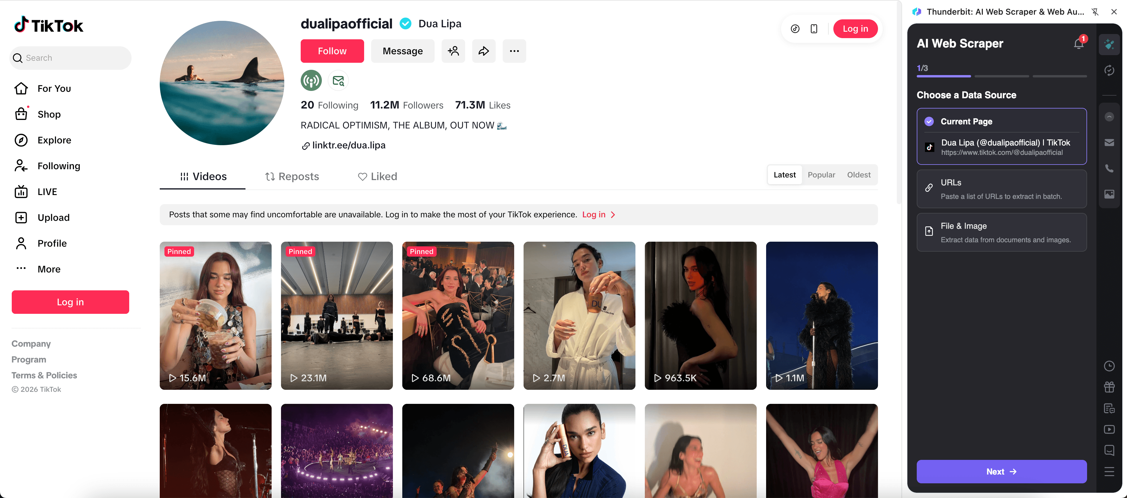 TikTok Influencer Research Screenshot