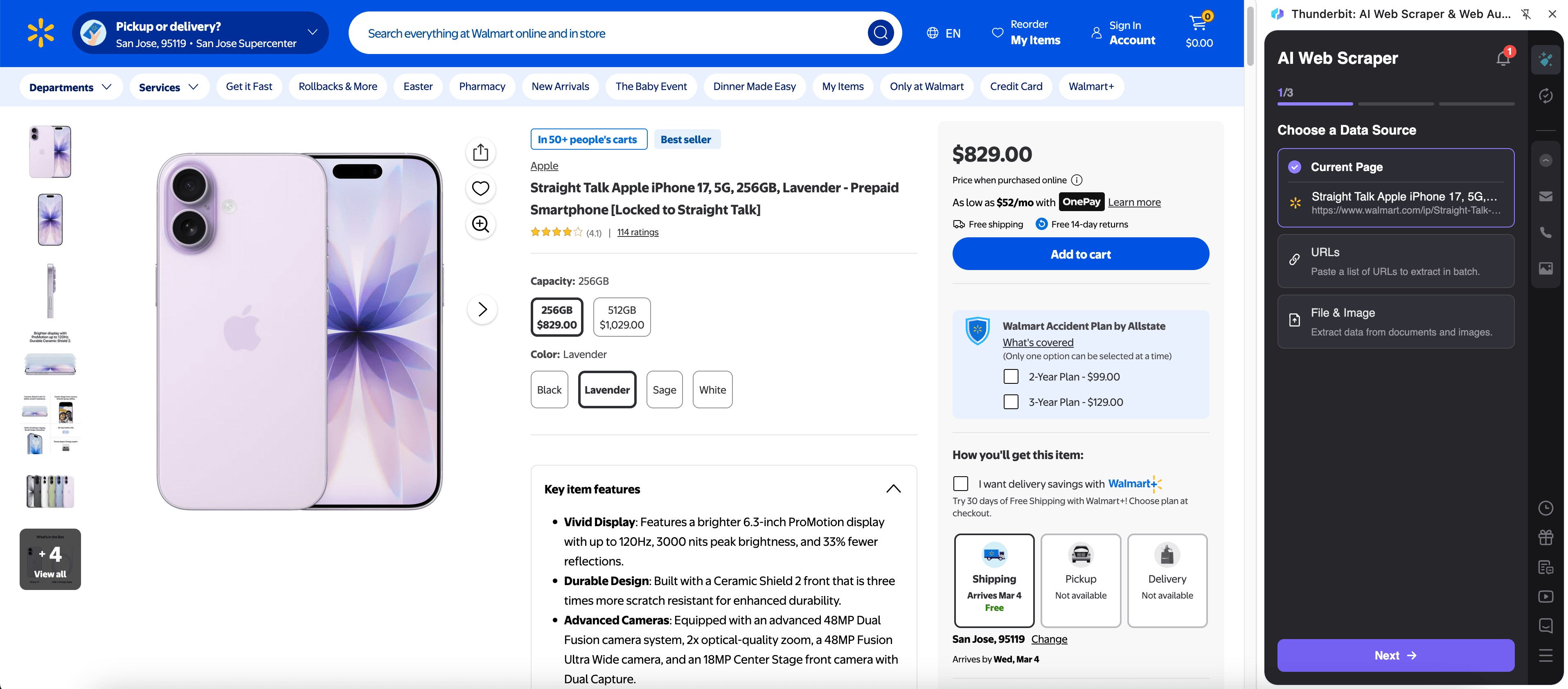 Walmart Single Product Screenshot