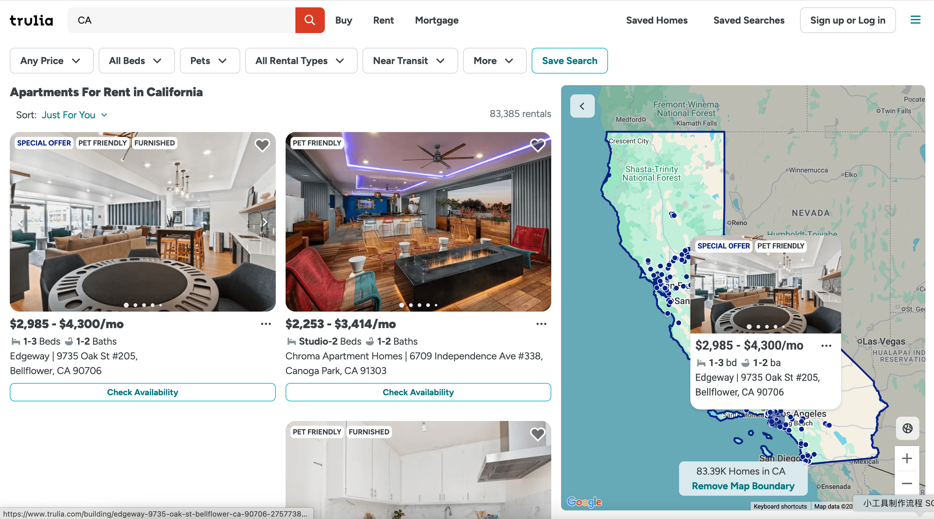 Trulia Rental Listing Screenshot