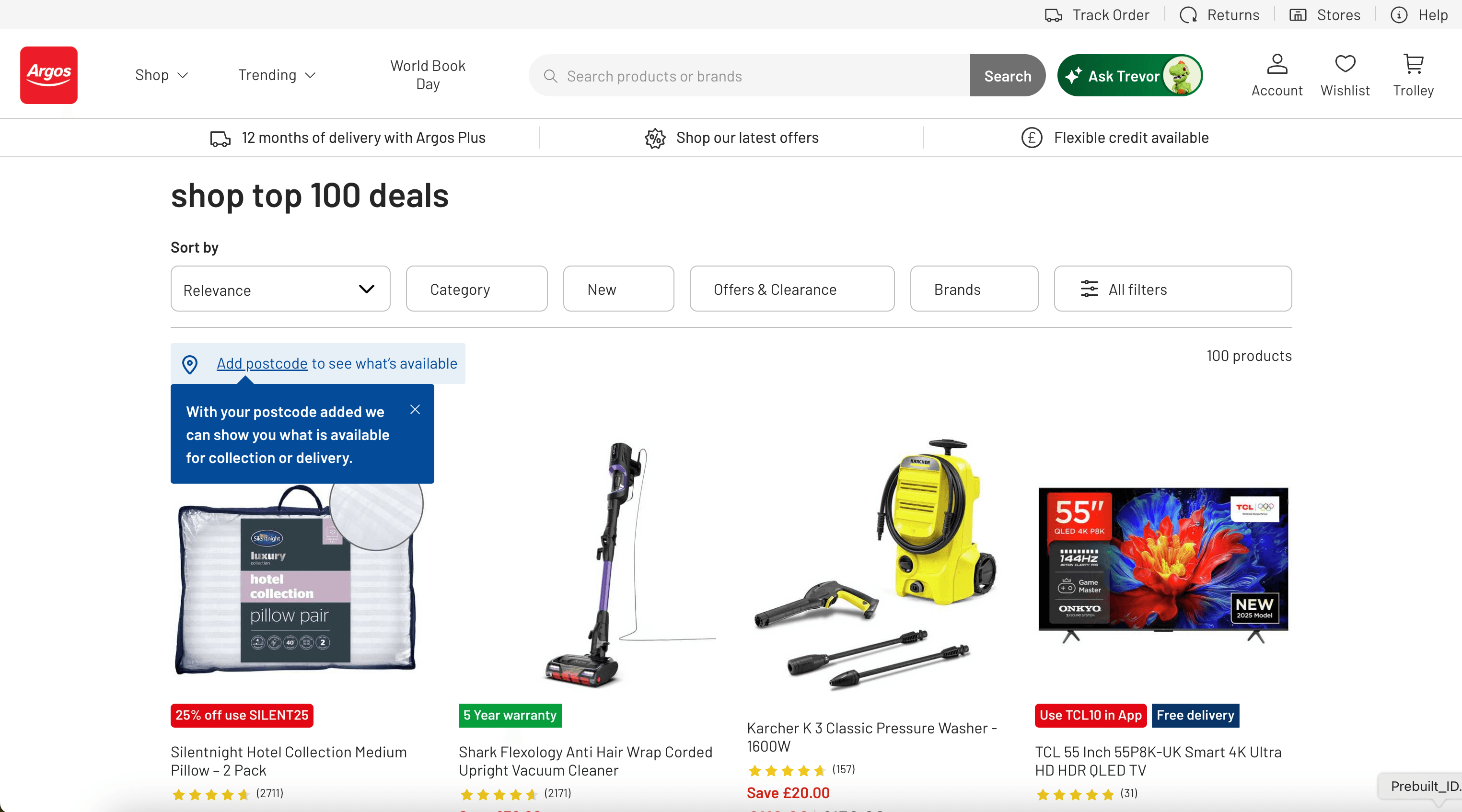 Argos Top 100 Deals Screenshot