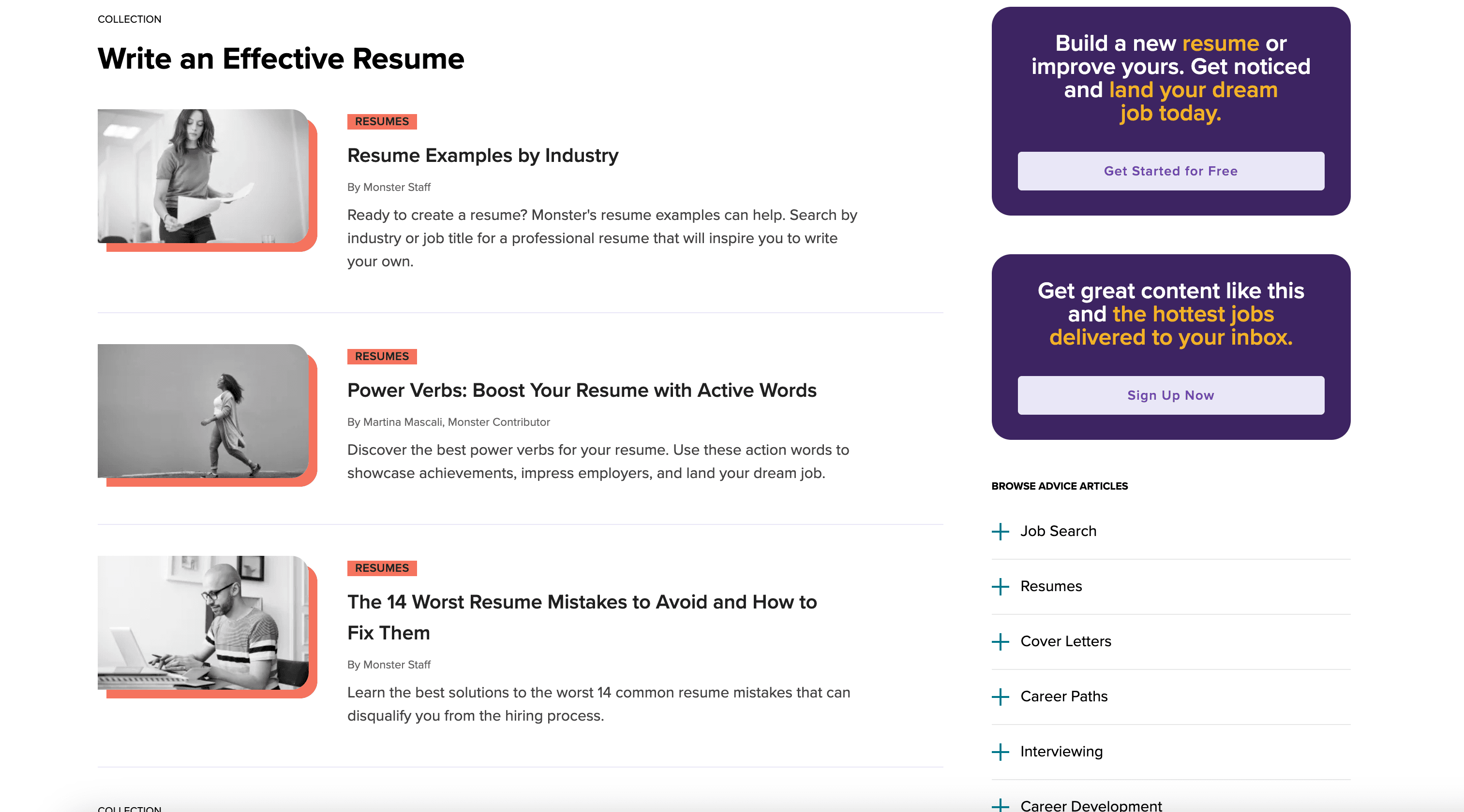 Monster Career Advice Screenshot