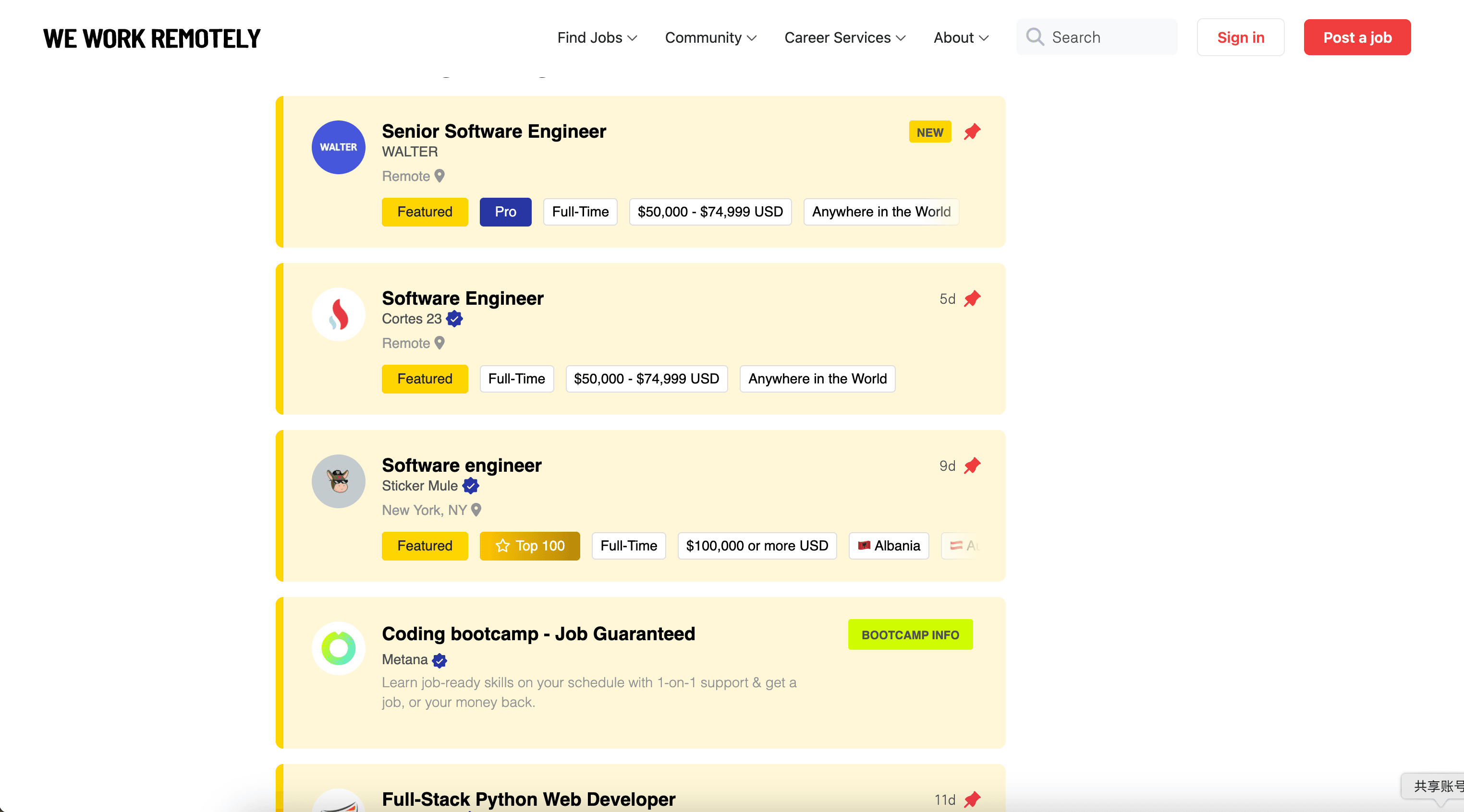 Remote Programming Jobs Listing