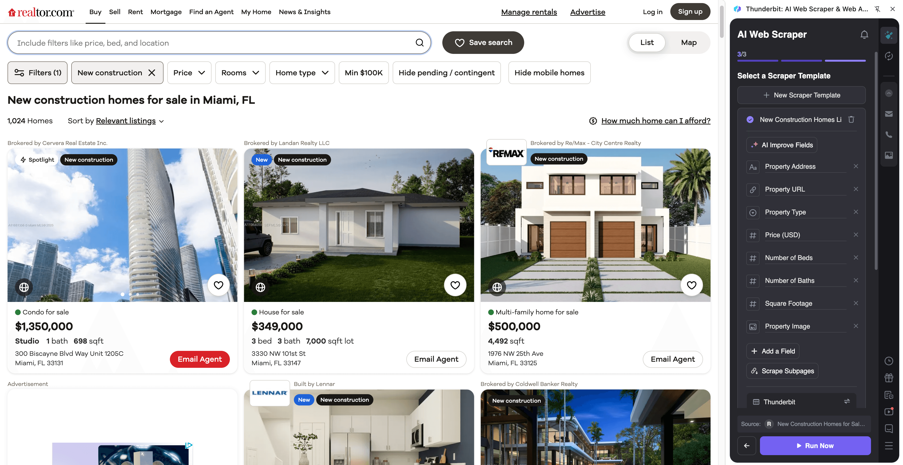 New Construction Growth Tracking Screenshot