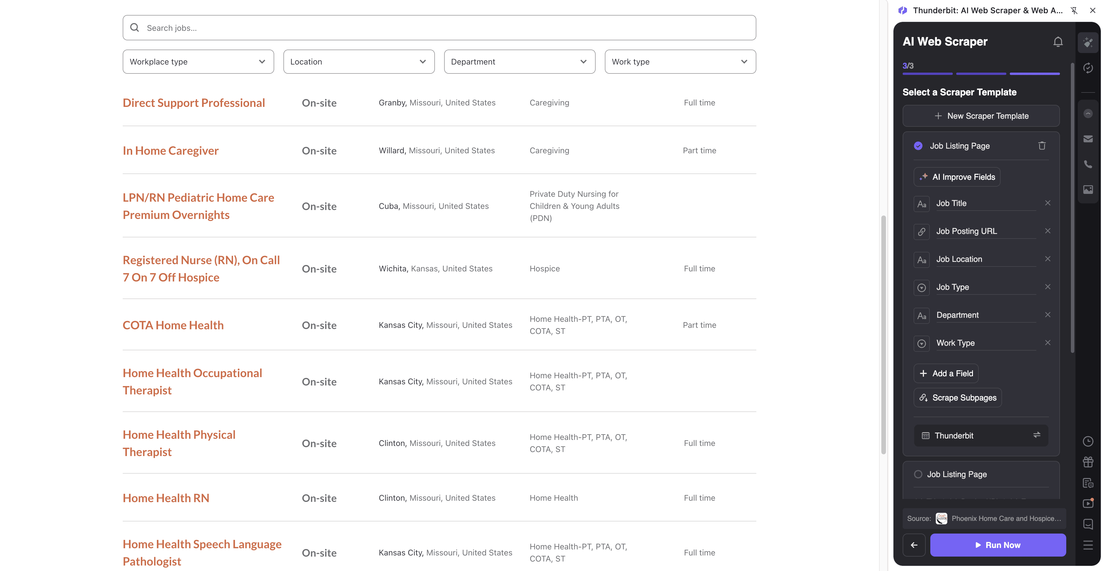 Healthcare & Hospice Staffing Index Screenshot