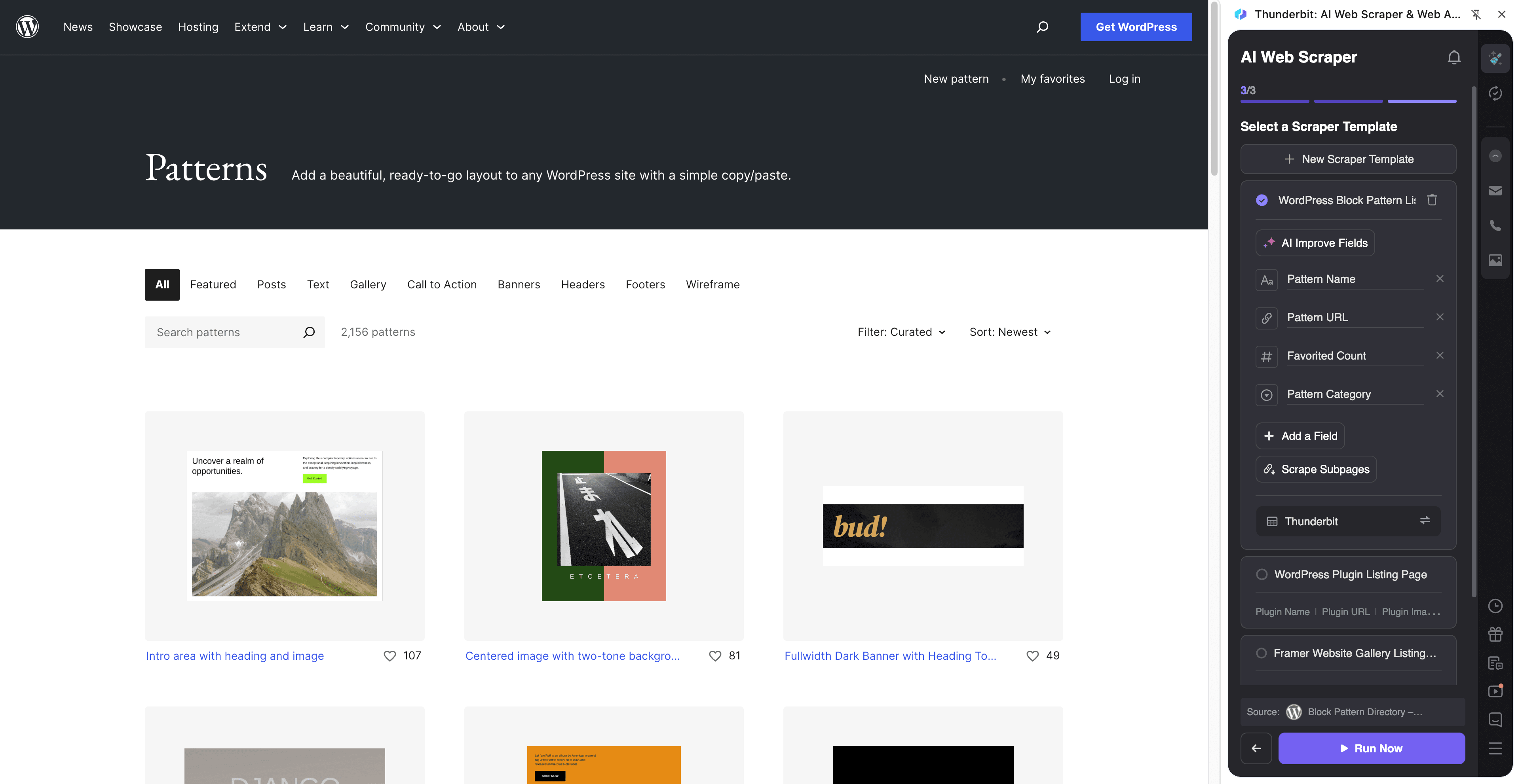 Block Pattern Library Sourcing Screenshot