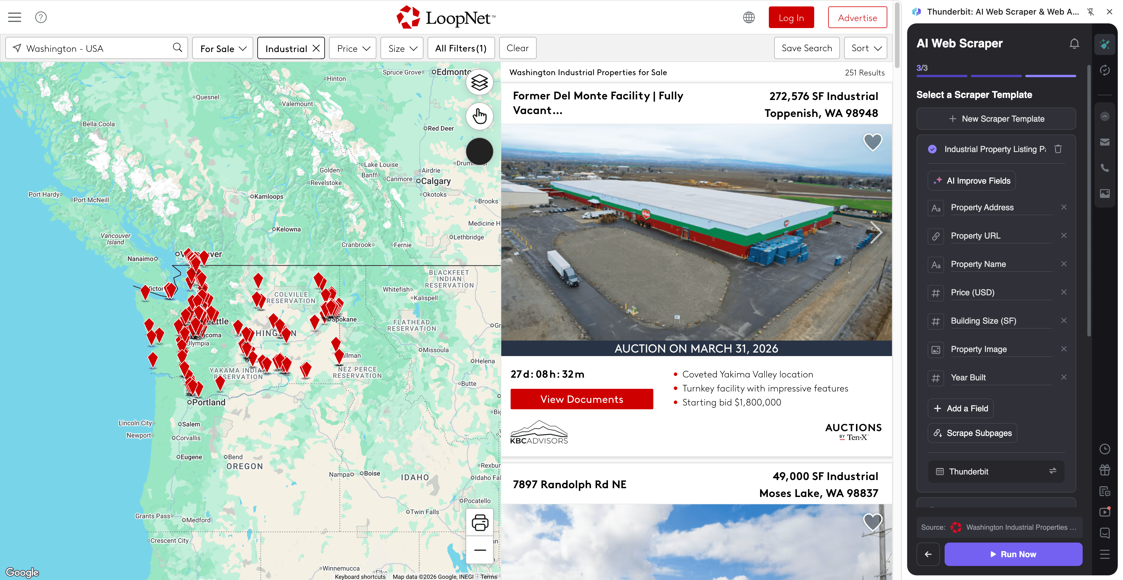 LoopNet Industrial & Logistics Sourcing Screenshot