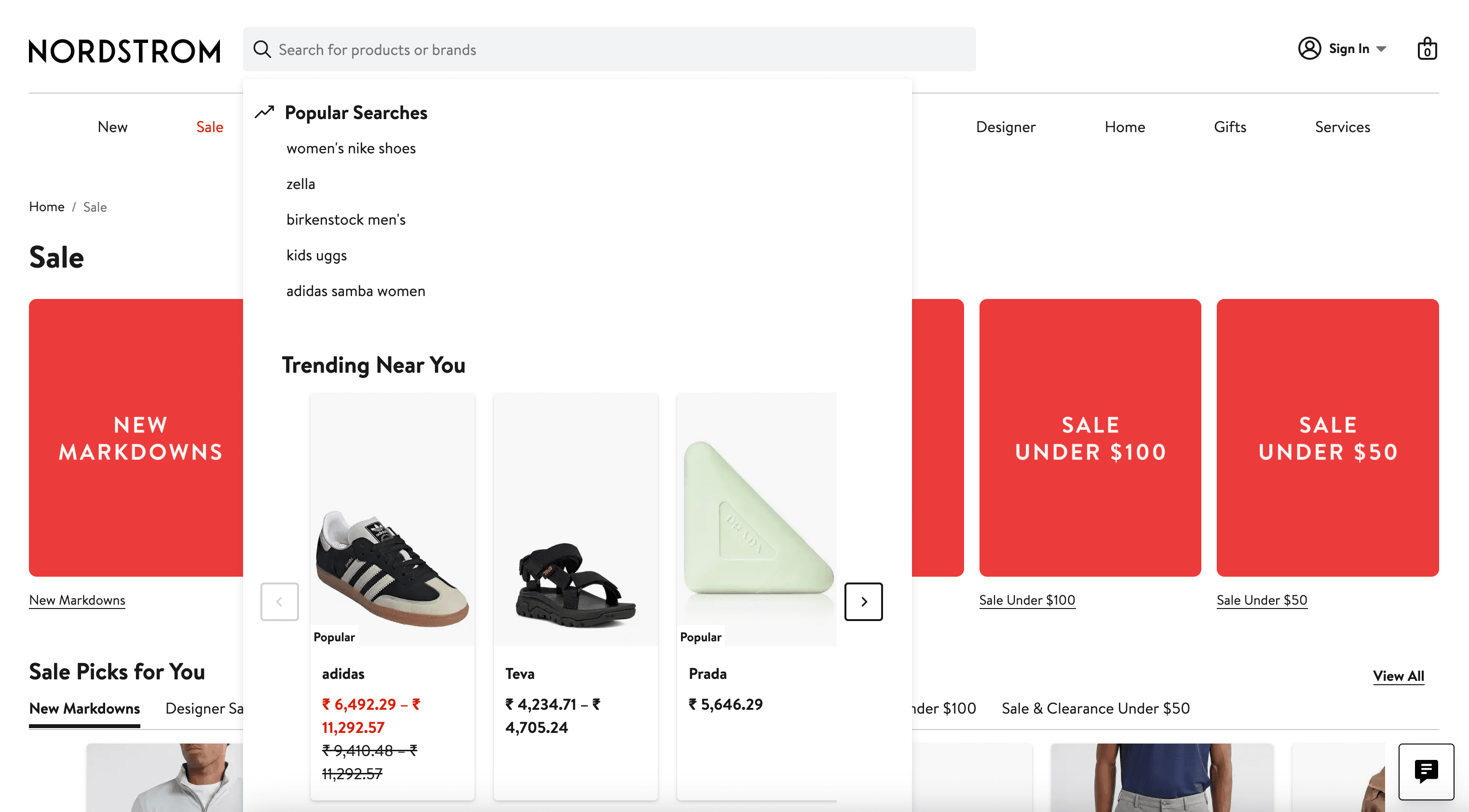 Nordstrom Website Screenshot