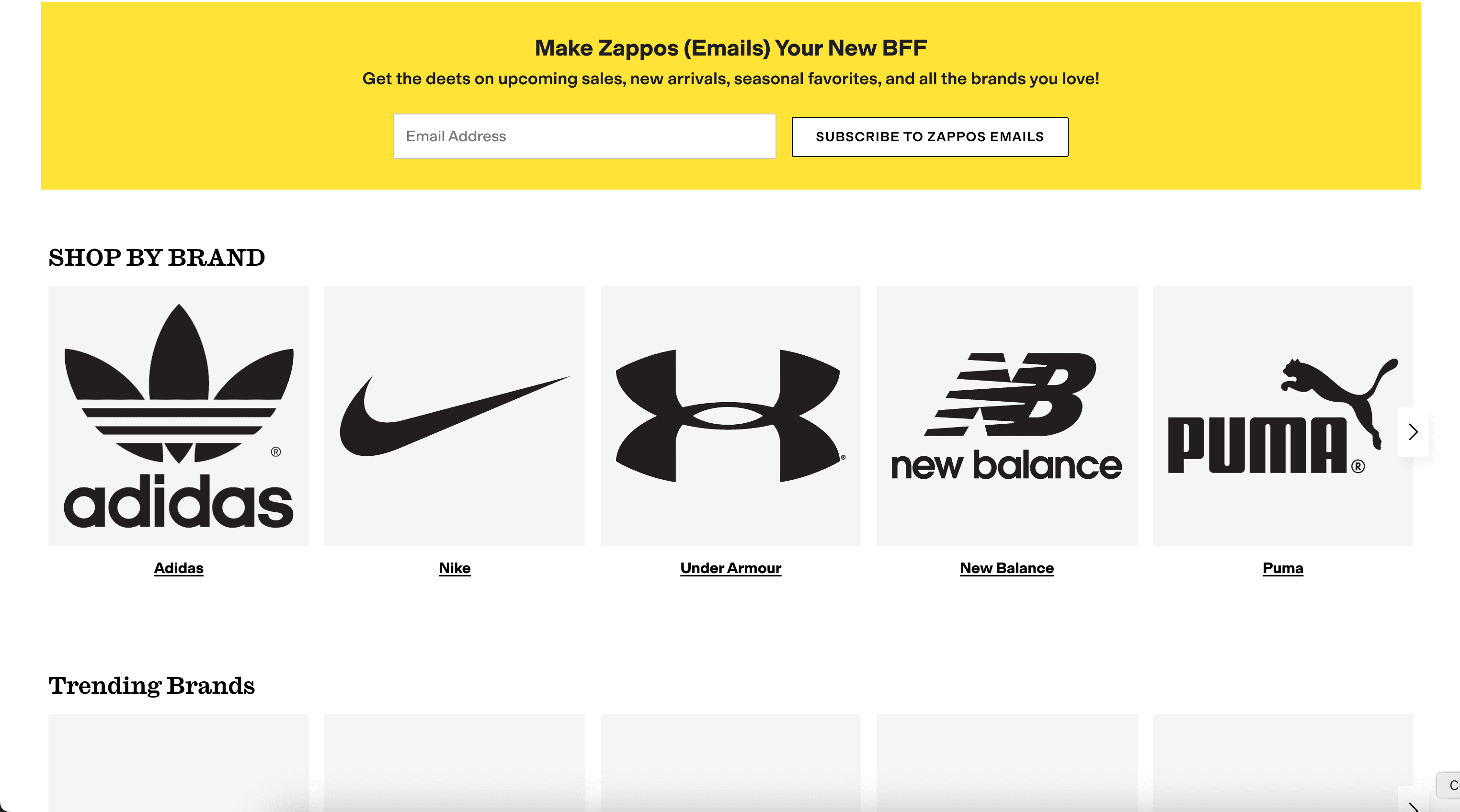 Zappos New Arrivals Screenshot