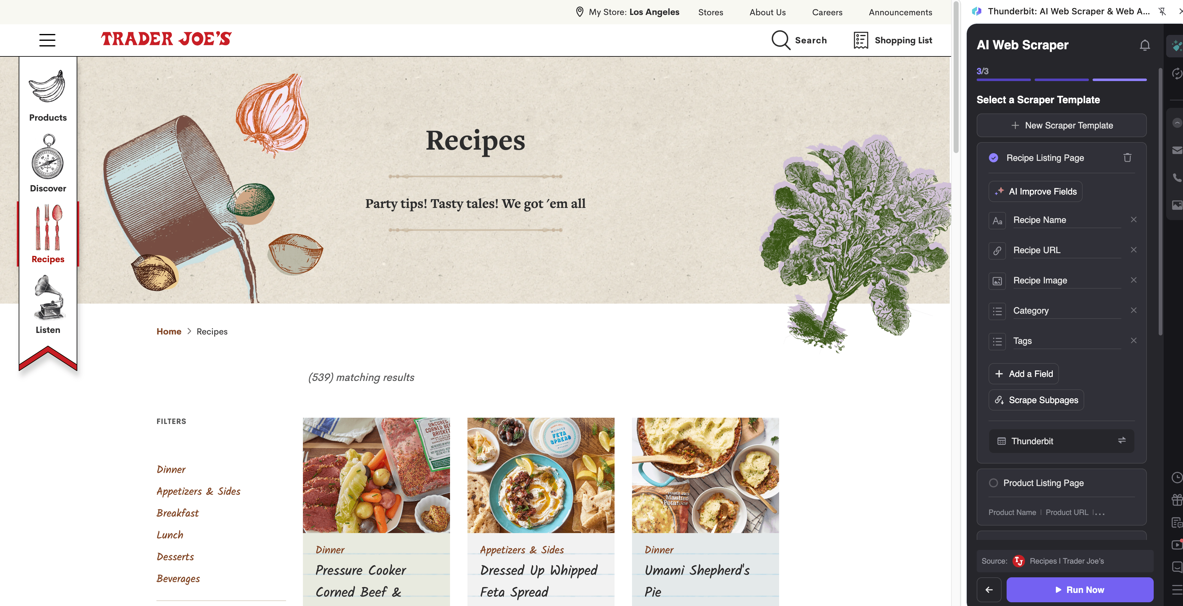 Recipe & Meal Hack Sourcing Screenshot