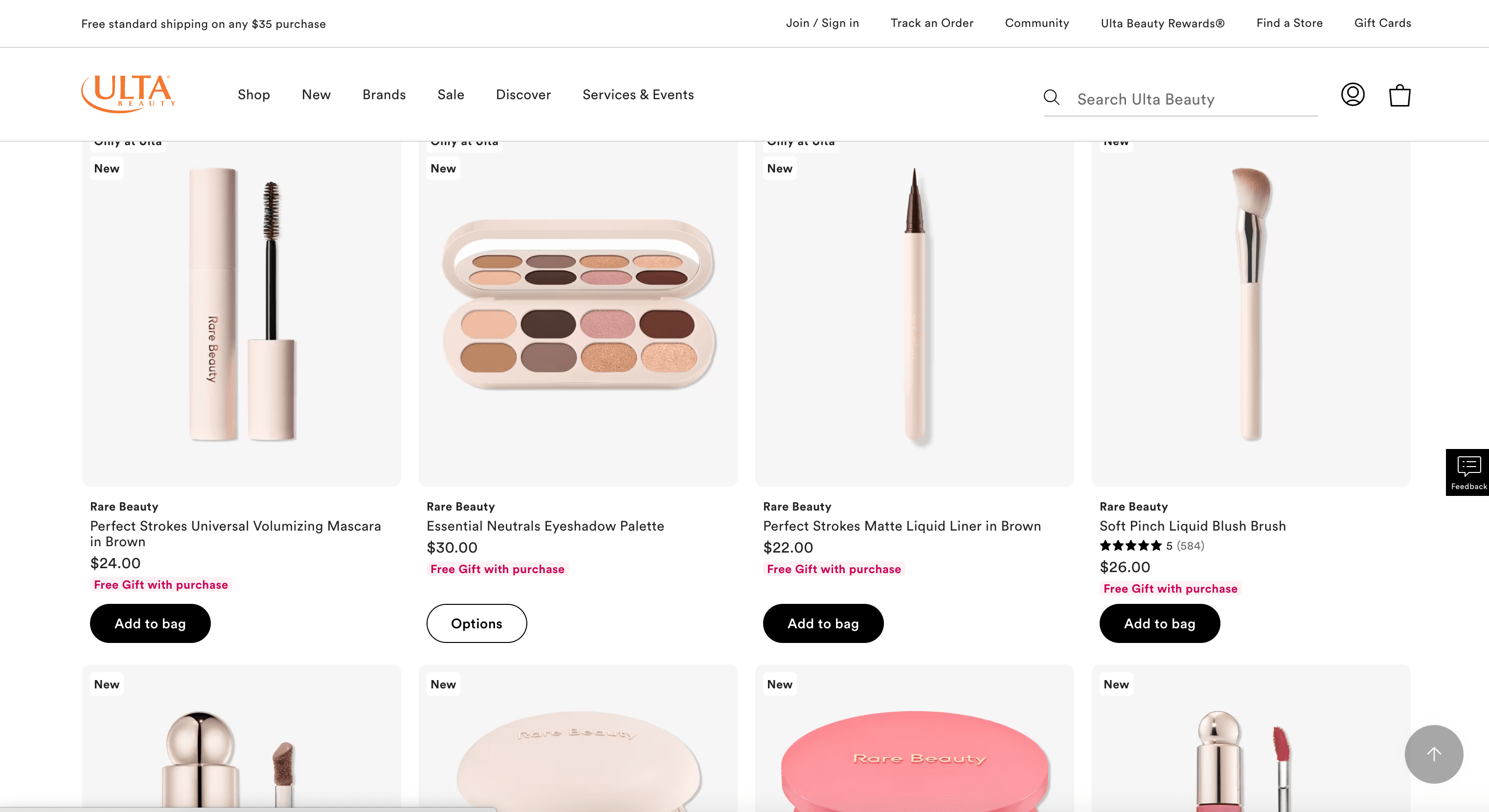 Ulta Rare Beauty Listing