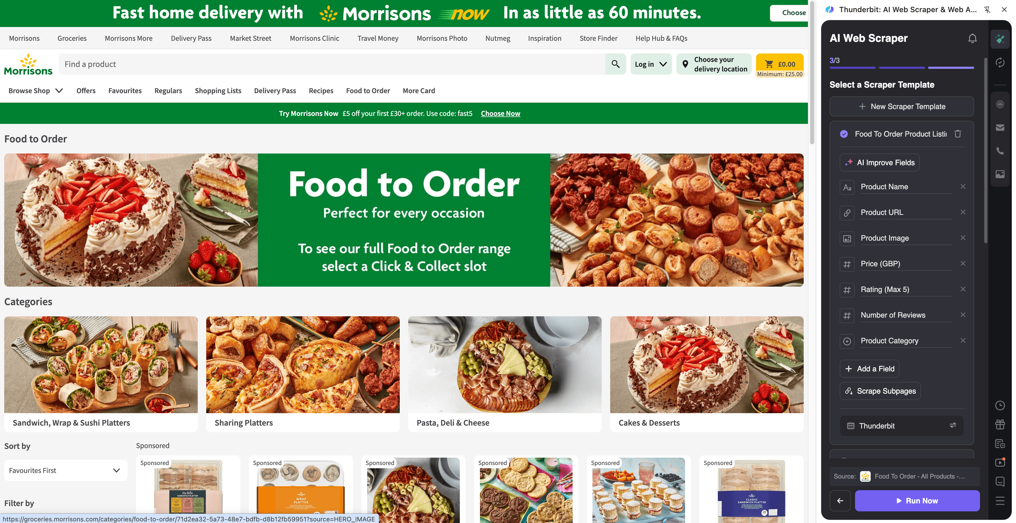 Seasonal Food-to-Order Analytics Screenshot