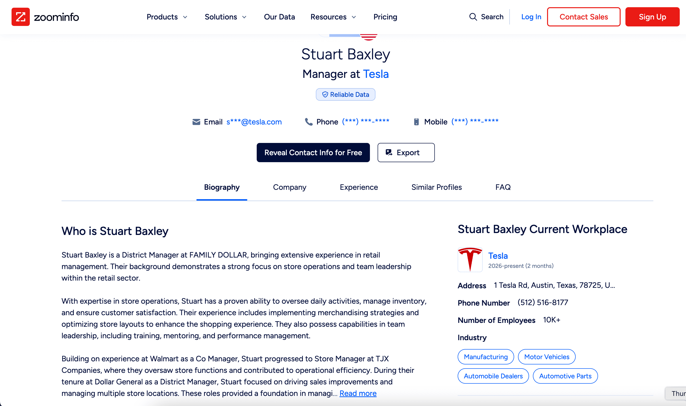 Scrape People Profiles from ZoomInfo