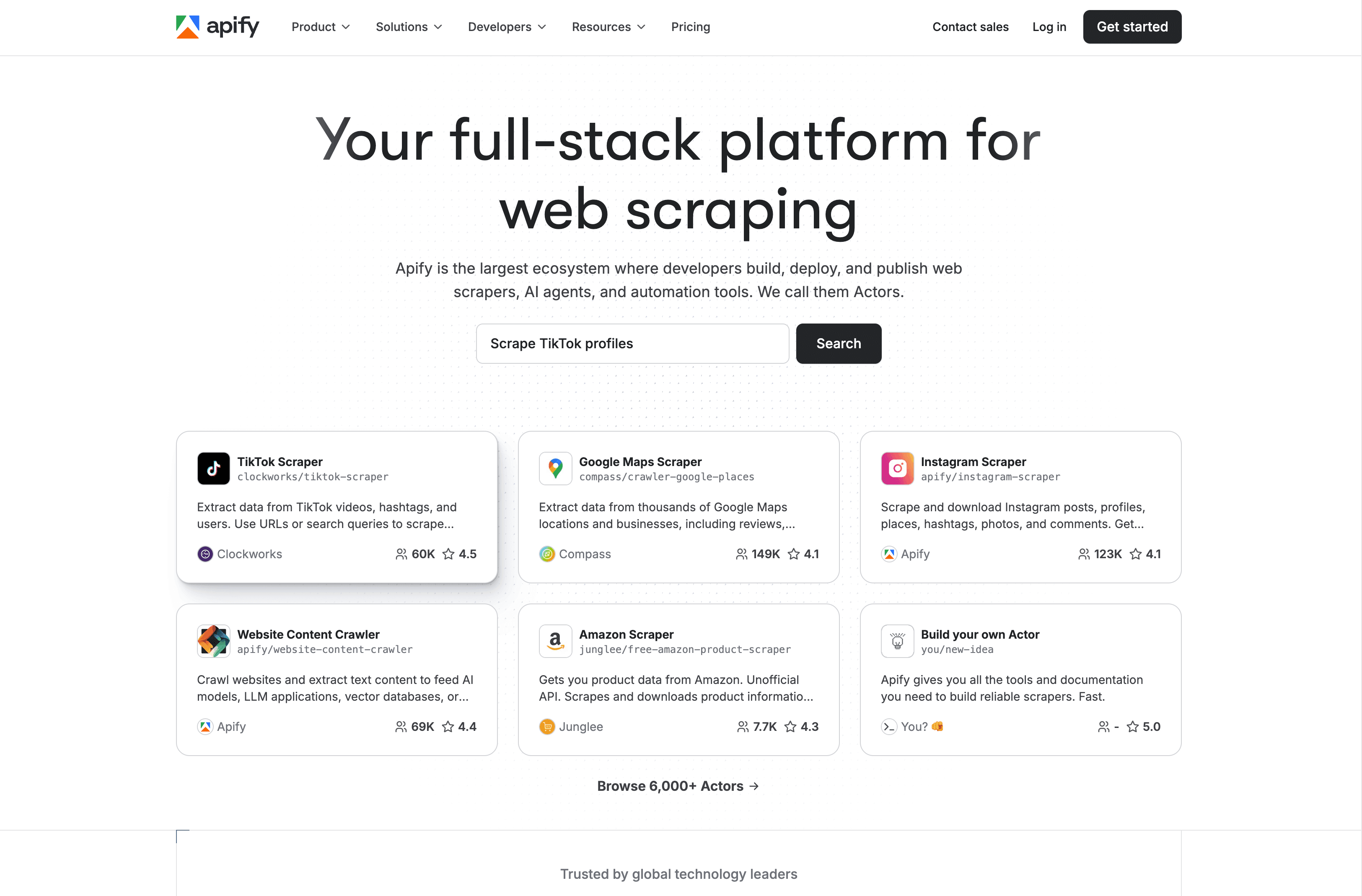 apify homepage