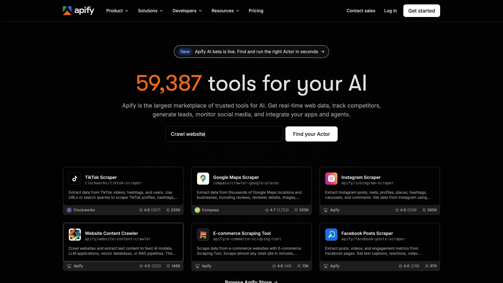 Apify official website screenshot
