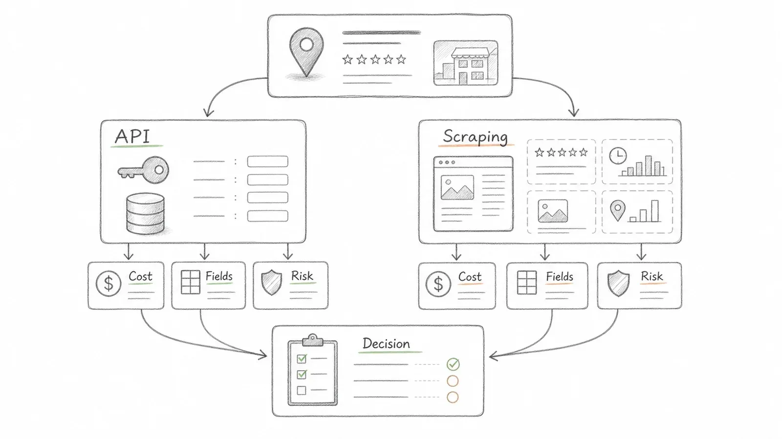 Google Places API 与抓取：成本、缺口，以及我会怎么选