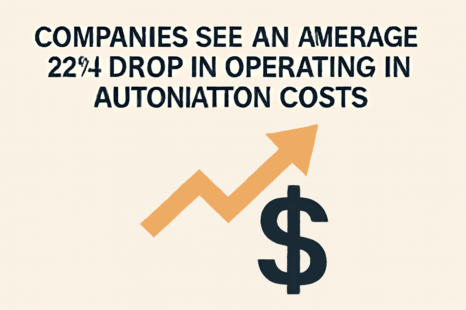  Automation cost savings statistic with upward arrow and dollar sign illustration