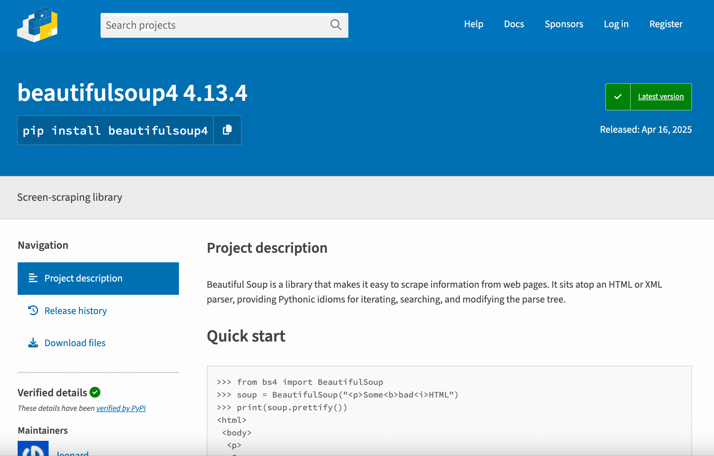 beautifulsoup4-pypi-page-python-html-parser.png
