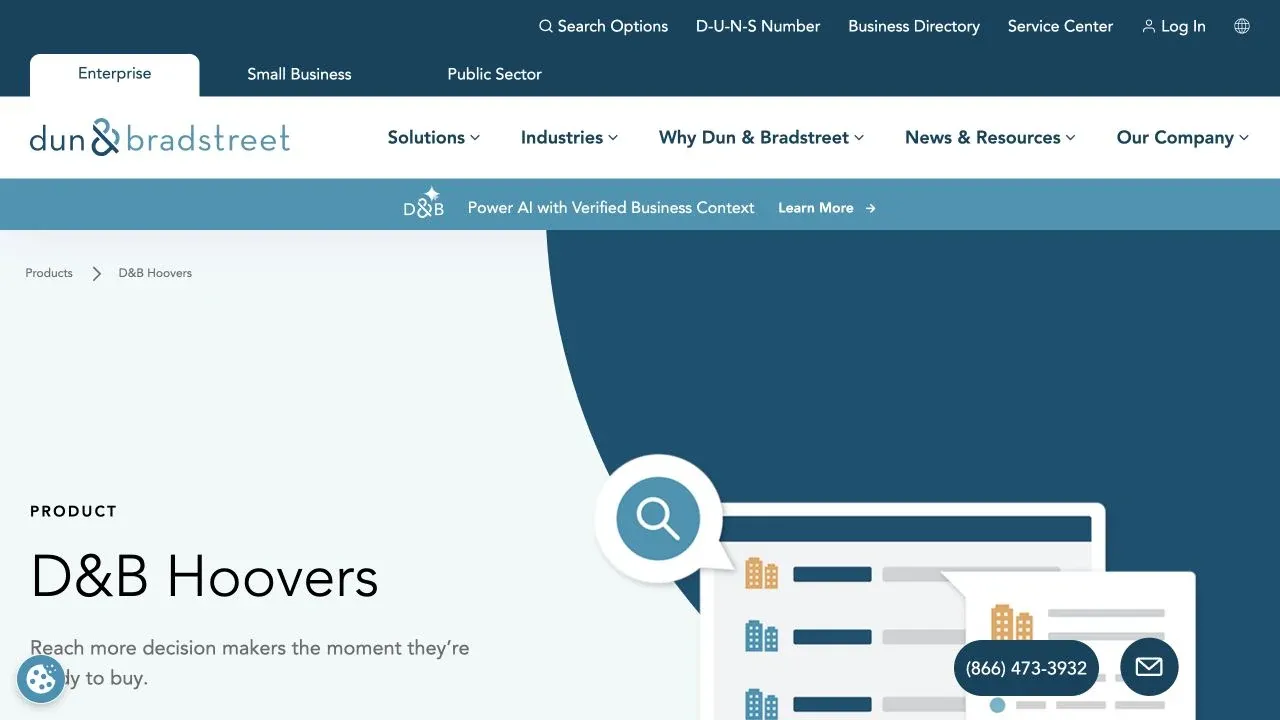 Official D&B Hoovers website screenshot