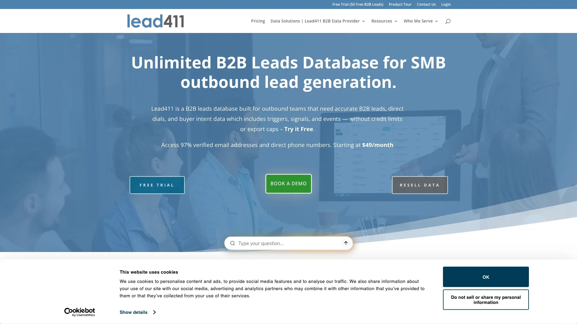 Official Lead411 website screenshot