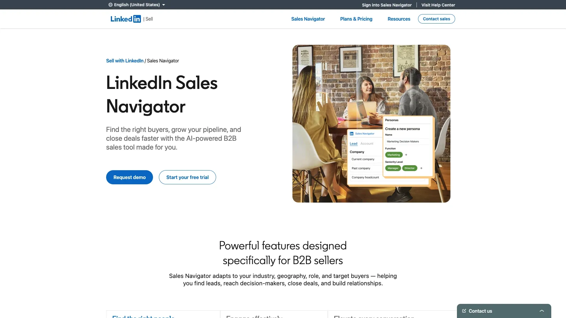 Official LinkedIn Sales Navigator website screenshot