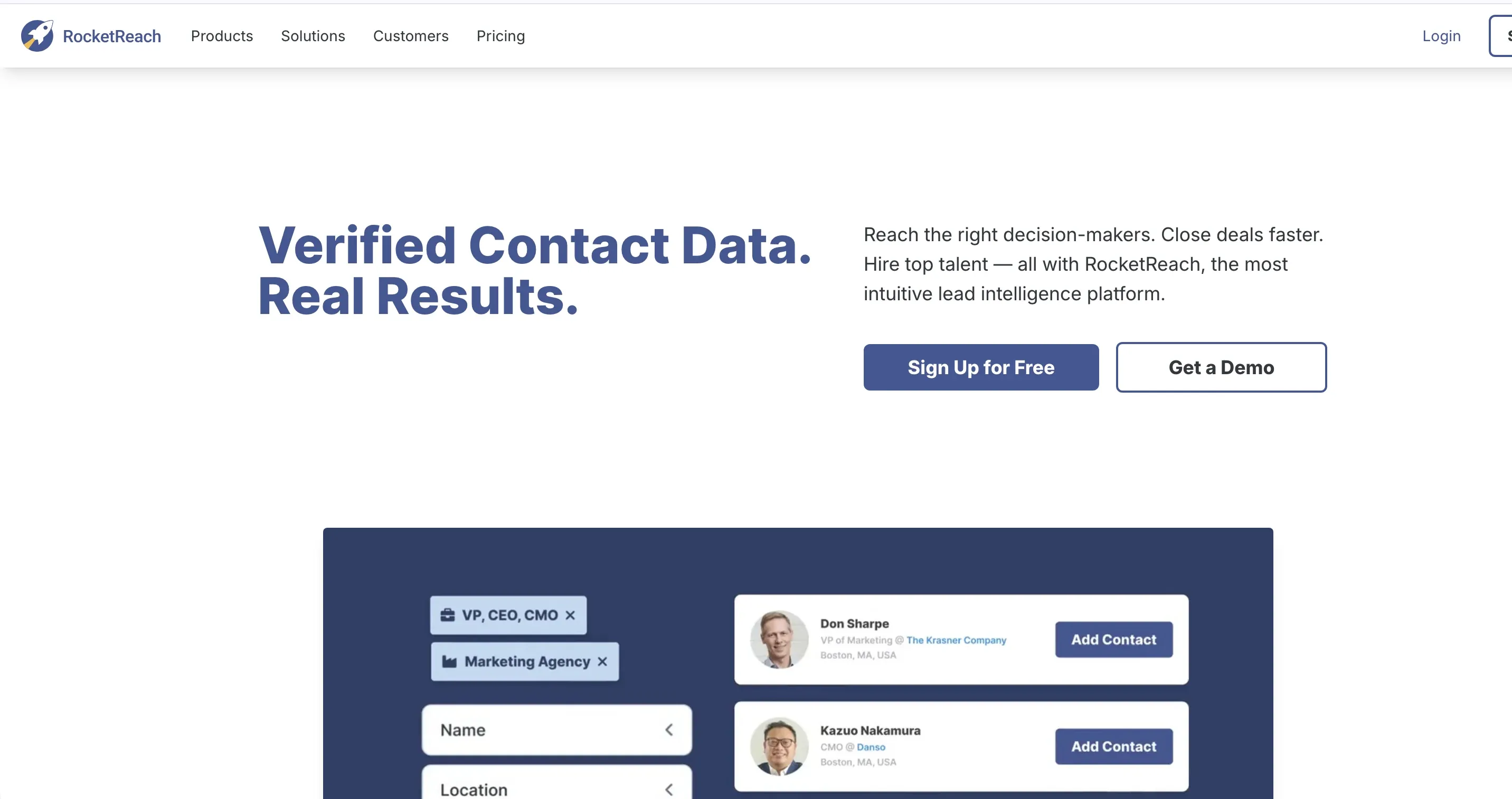 Official RocketReach website screenshot
