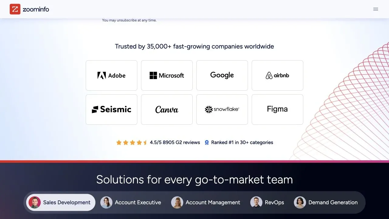 Official ZoomInfo website screenshot