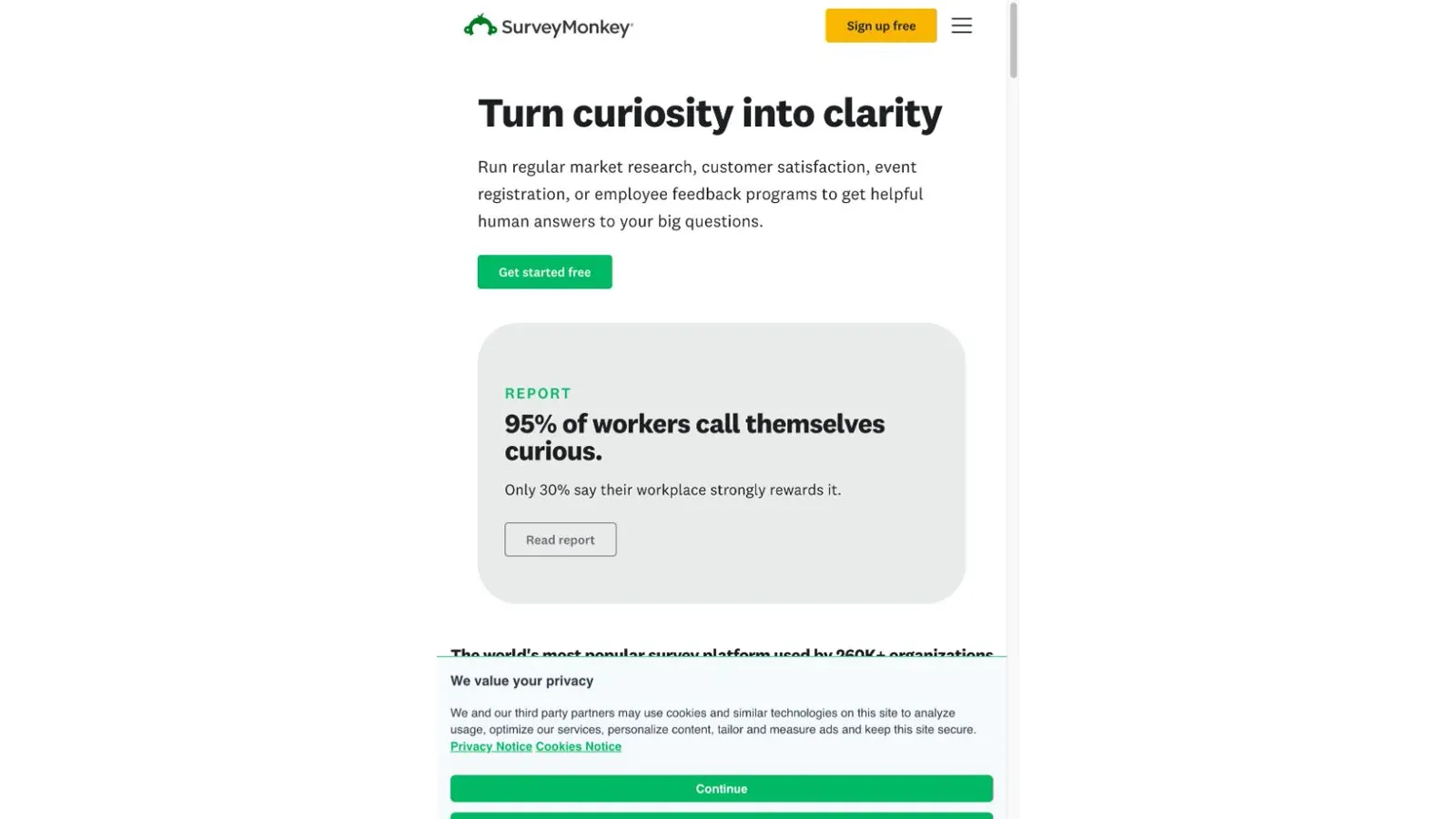 Snímek oficiální webové stránky SurveyMonkey pořízený 13. srpna 2026
